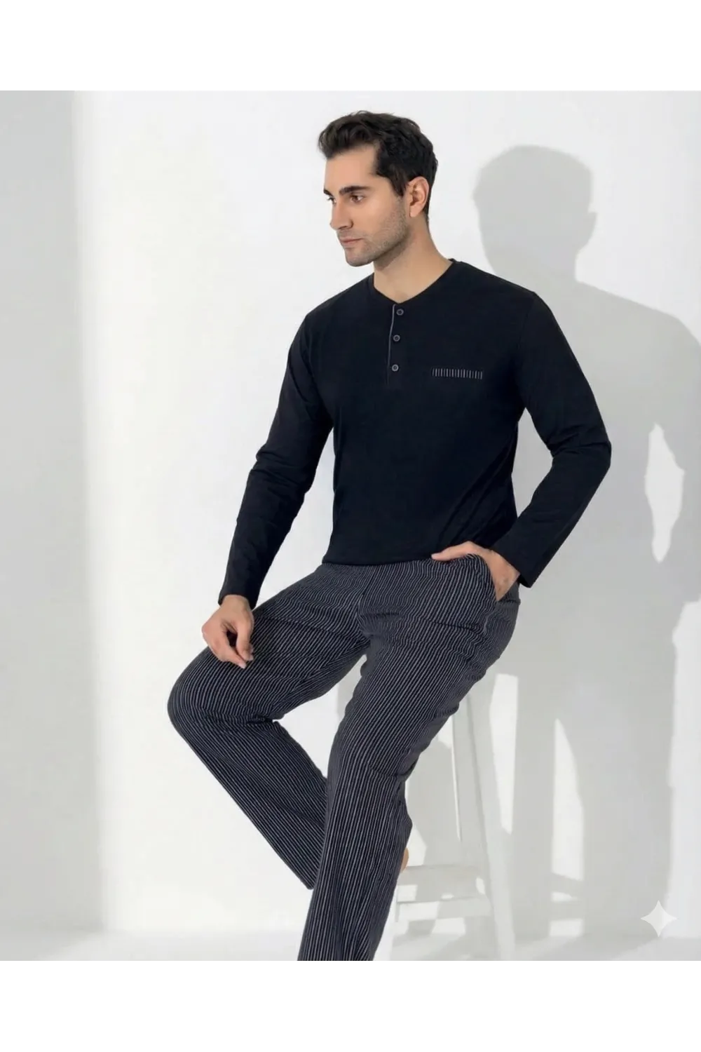 ieg™ Boyraz 0404 Erkek Uzun Kol Pijama Takımı