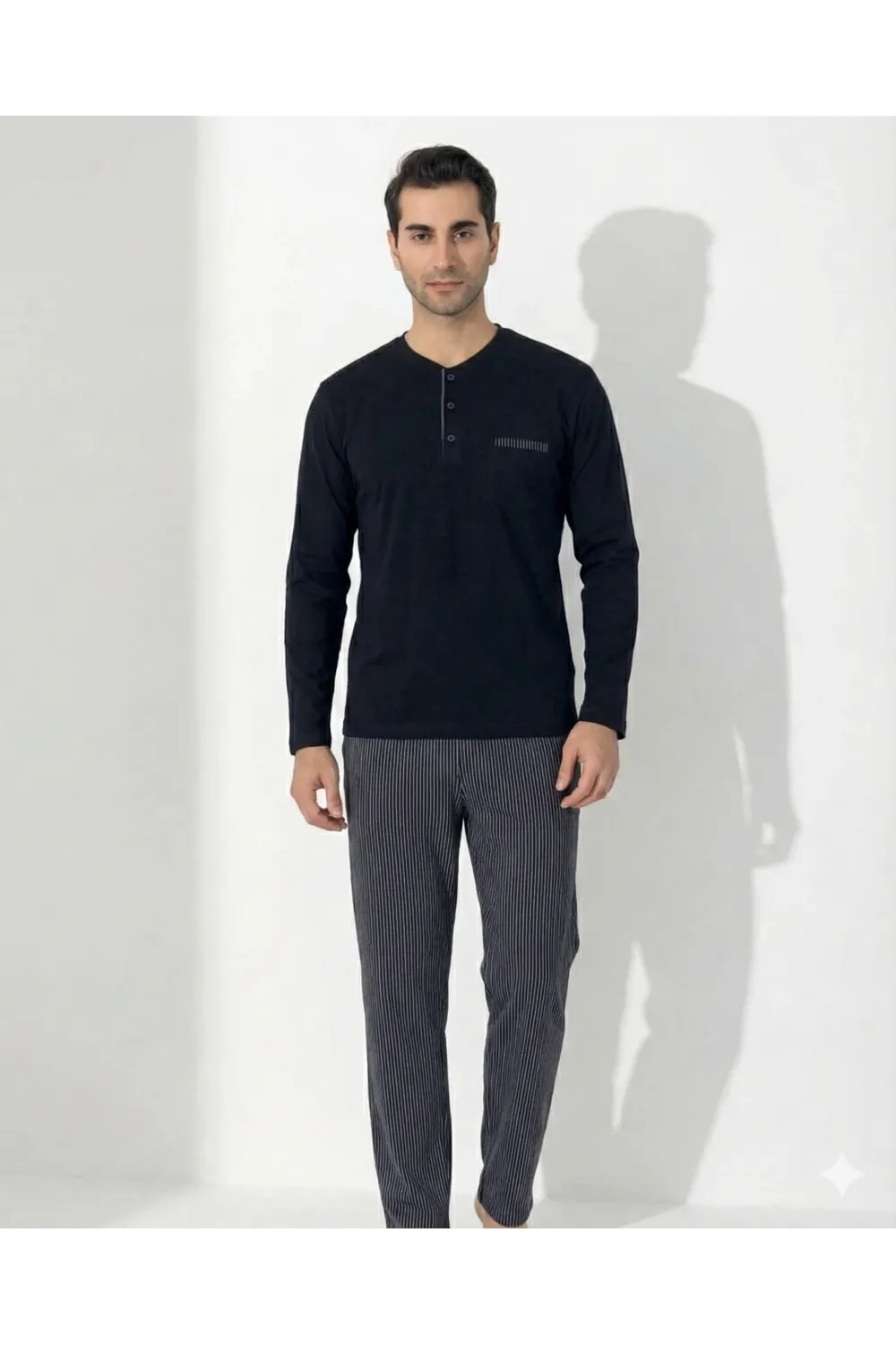 ieg™ Boyraz 0404 Erkek Uzun Kol Pijama Takımı