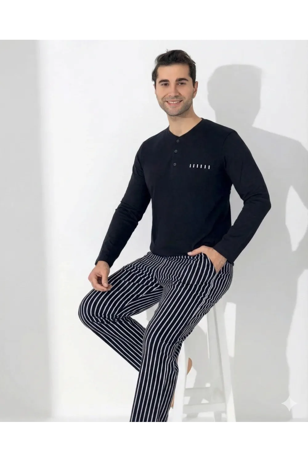 ieg™ Boyraz 0405 Erkek Uzun Kol Pijama Takımı