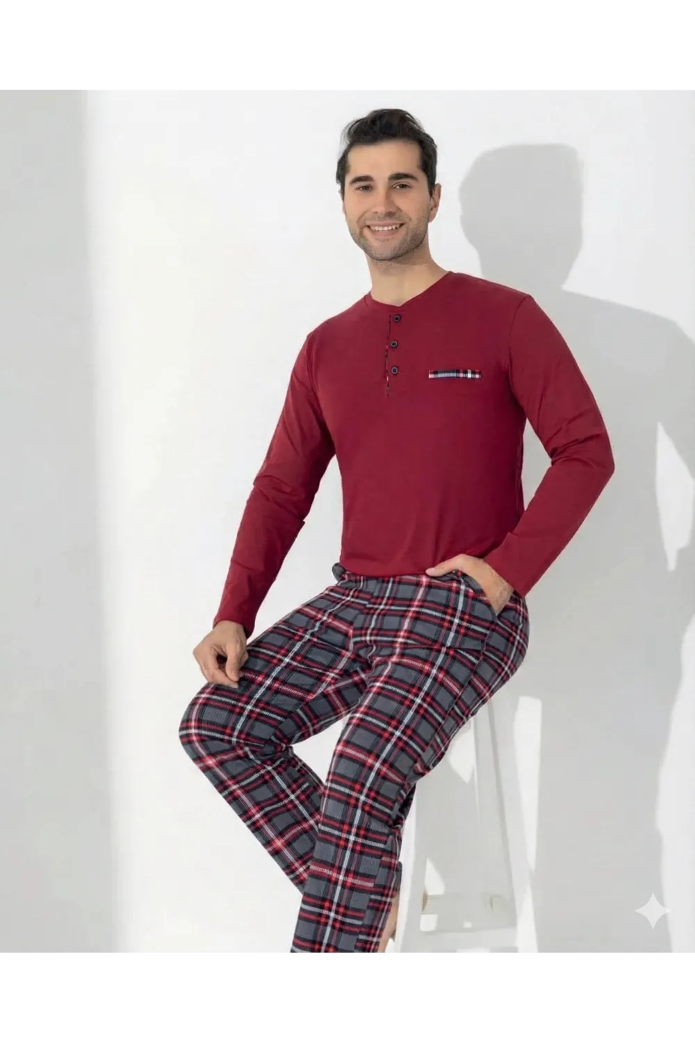 ieg™ Boyraz 0406 Erkek Uzun Kol Pijama Takımı