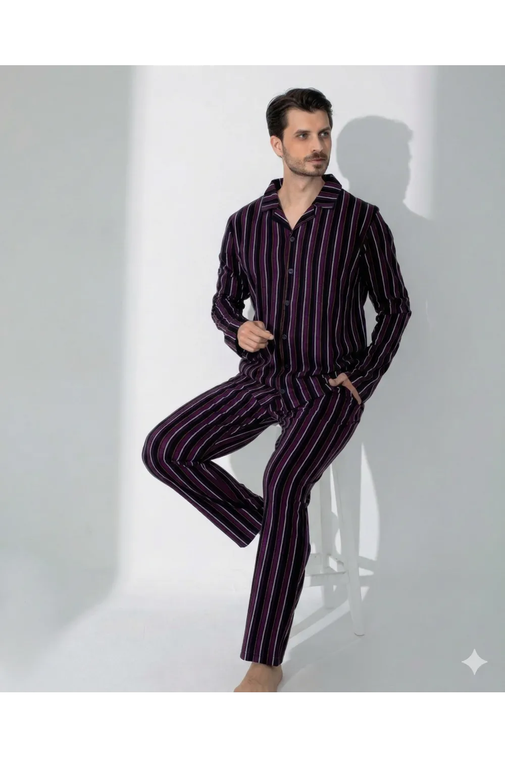 ieg™ Boyraz 70093 Erkek Uzun Kol Penye Pijama Takımı