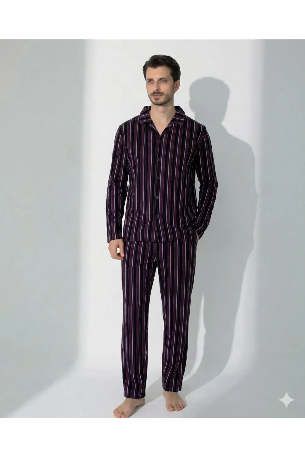 ieg™ Boyraz 70093 Erkek Uzun Kol Penye Pijama Takımı