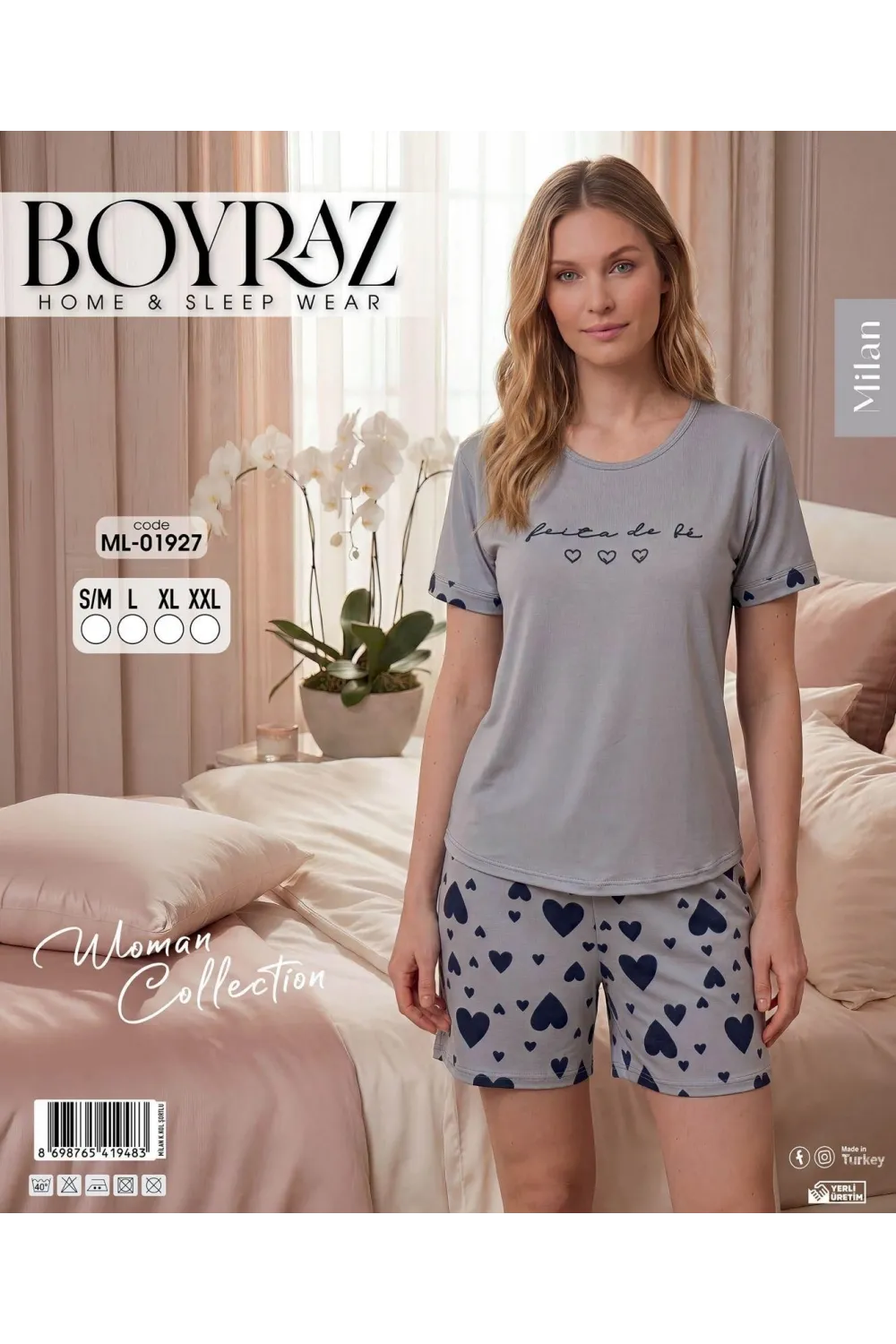ieg™ Boyraz ML-01927 Kadın Milan Kısa Kol Şortlu Takım
