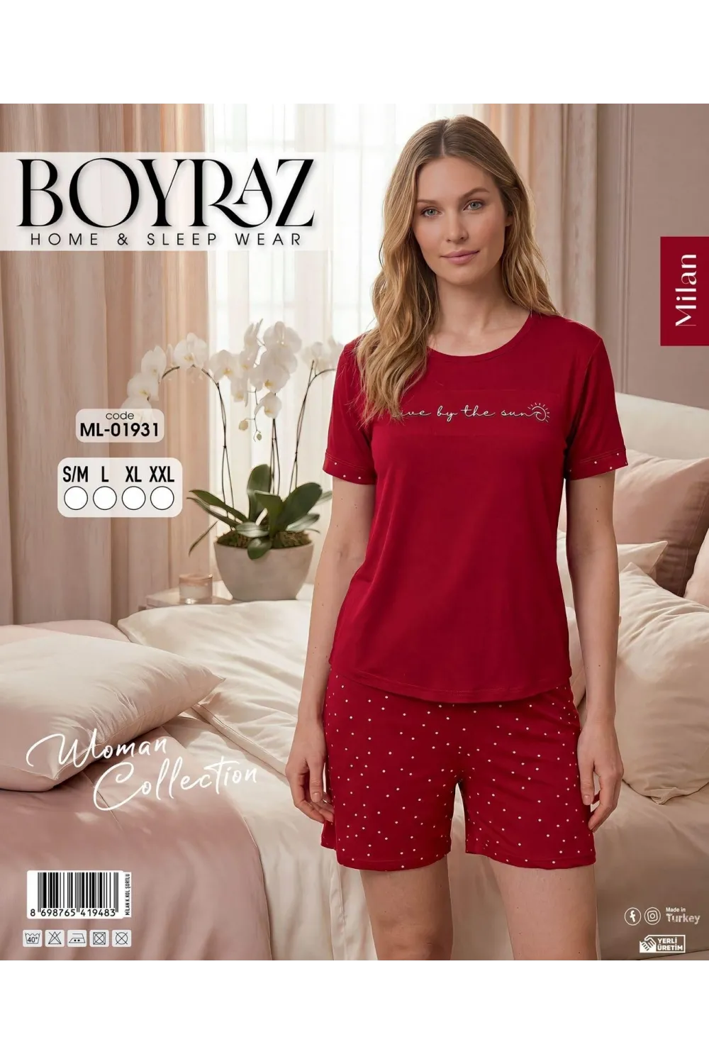 ieg™ Boyraz ML-01931 Kadın Milan Kısa Kol Şortlu Takım