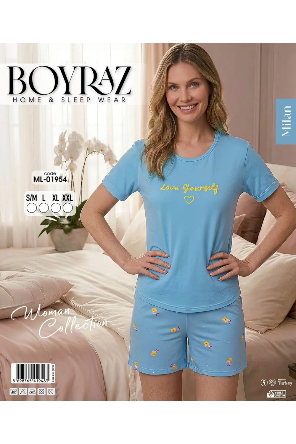 ieg™ Boyraz ML-01954 Kadın Milan Kısa Kol Şortlu Takım