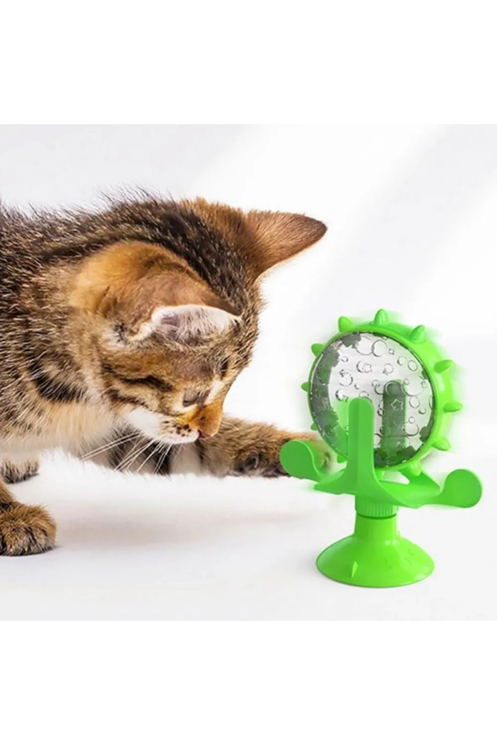 Vantuzlu Zilli İnteraktif Dönebilen Mama Kaplı Renkli Eğlenceli Eğitici Kedi Oyuncağı