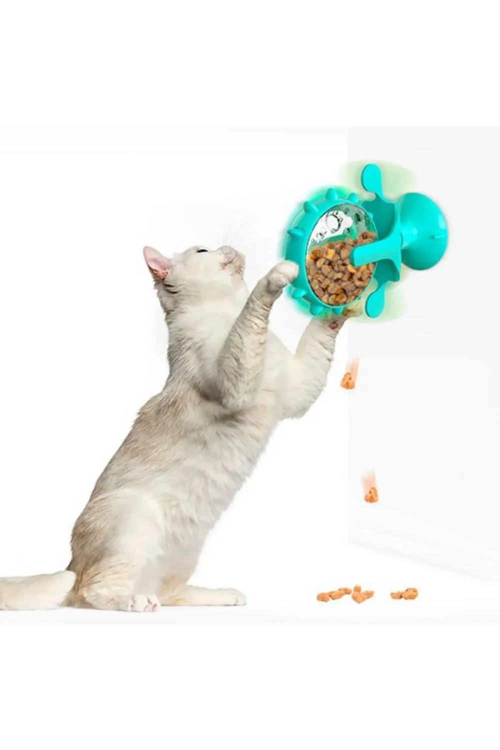 Vantuzlu Zilli İnteraktif Dönebilen Mama Kaplı Renkli Eğlenceli Eğitici Kedi Oyuncağı