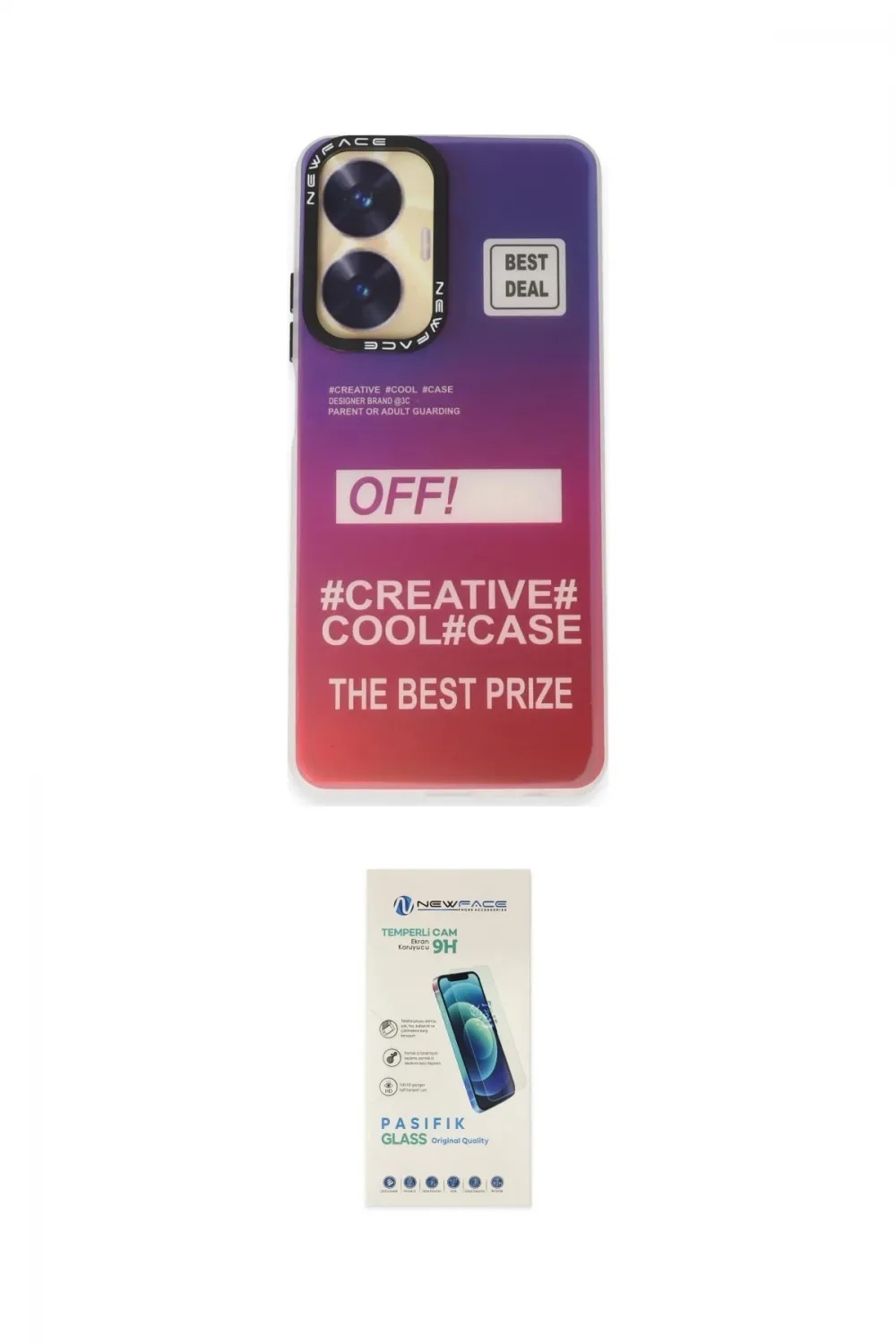 ieg™ C55 Kılıf Siluet Çizgi Koleksiyonu - Şeffaf Pasifik Cam Ekran Koruyucu