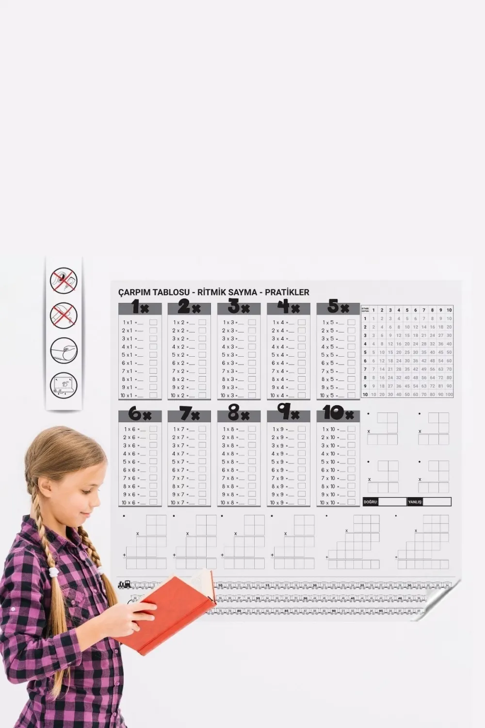 Çarpım Tablosu Ezberleme Manyetik Duvar Stickerı 105 x 100 cm