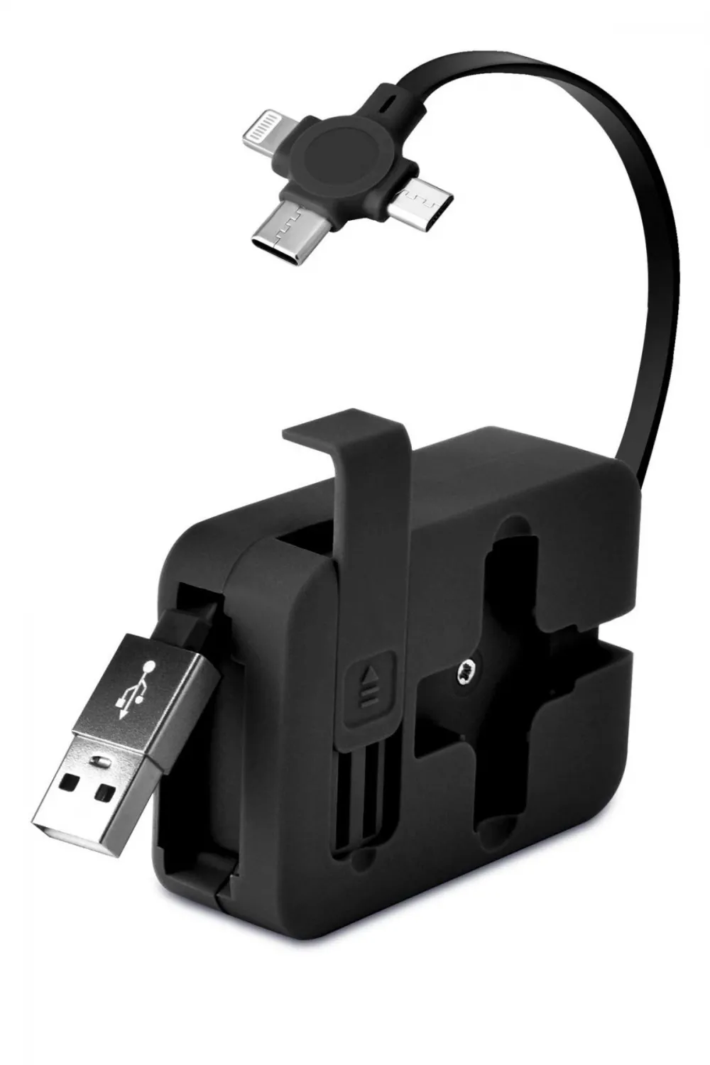 Cep Tipi Telefon Tutuculu Makaralı Uzayıp Kısalabilen 3ü 1 Arada USB Şarj Kablosu