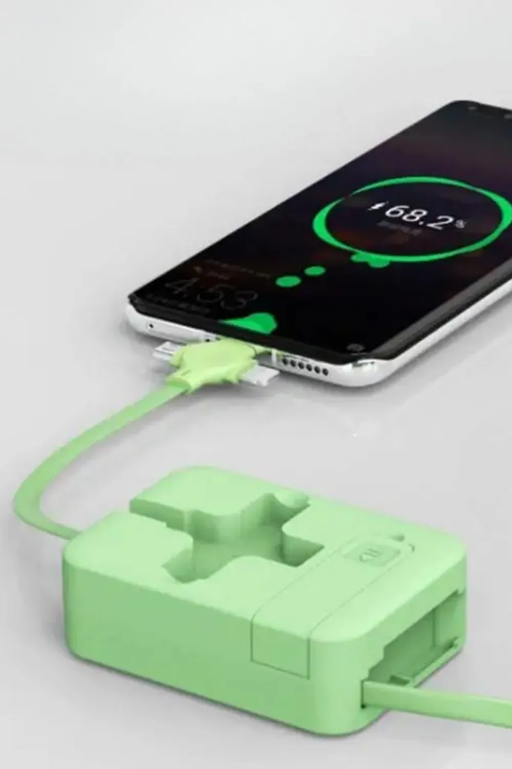 Cep Tipi Telefon Tutuculu Makaralı Uzayıp Kısalabilen 3ü 1 Arada USB Şarj Kablosu