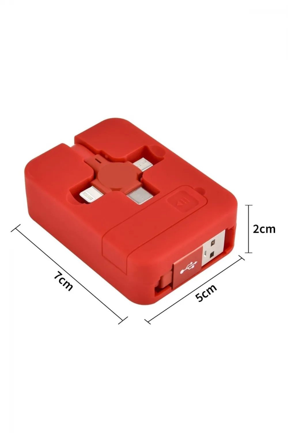 Cep Tipi Telefon Tutuculu Makaralı Uzayıp Kısalabilen 3ü 1 Arada USB Şarj Kablosu