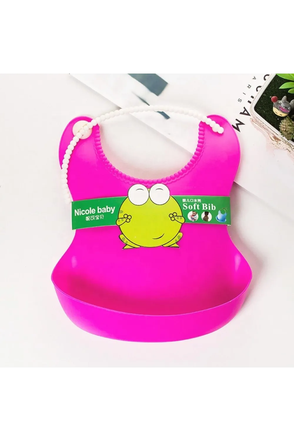 Çocuk Bebek Mama Önlüğü Dökülme Engelleyici Bükülebilir Pembe
