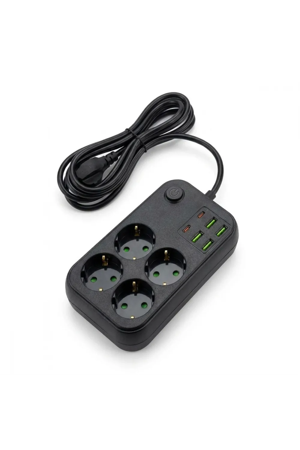 ieg™  Çoklu Priz Uzatma Kablosu 4 Soket + 4 USB + 2 Type-C – Termal Akım Korumalı, Isıya Dayanıklı, Çocuk Korumalı Güvenli Priz 100-250V