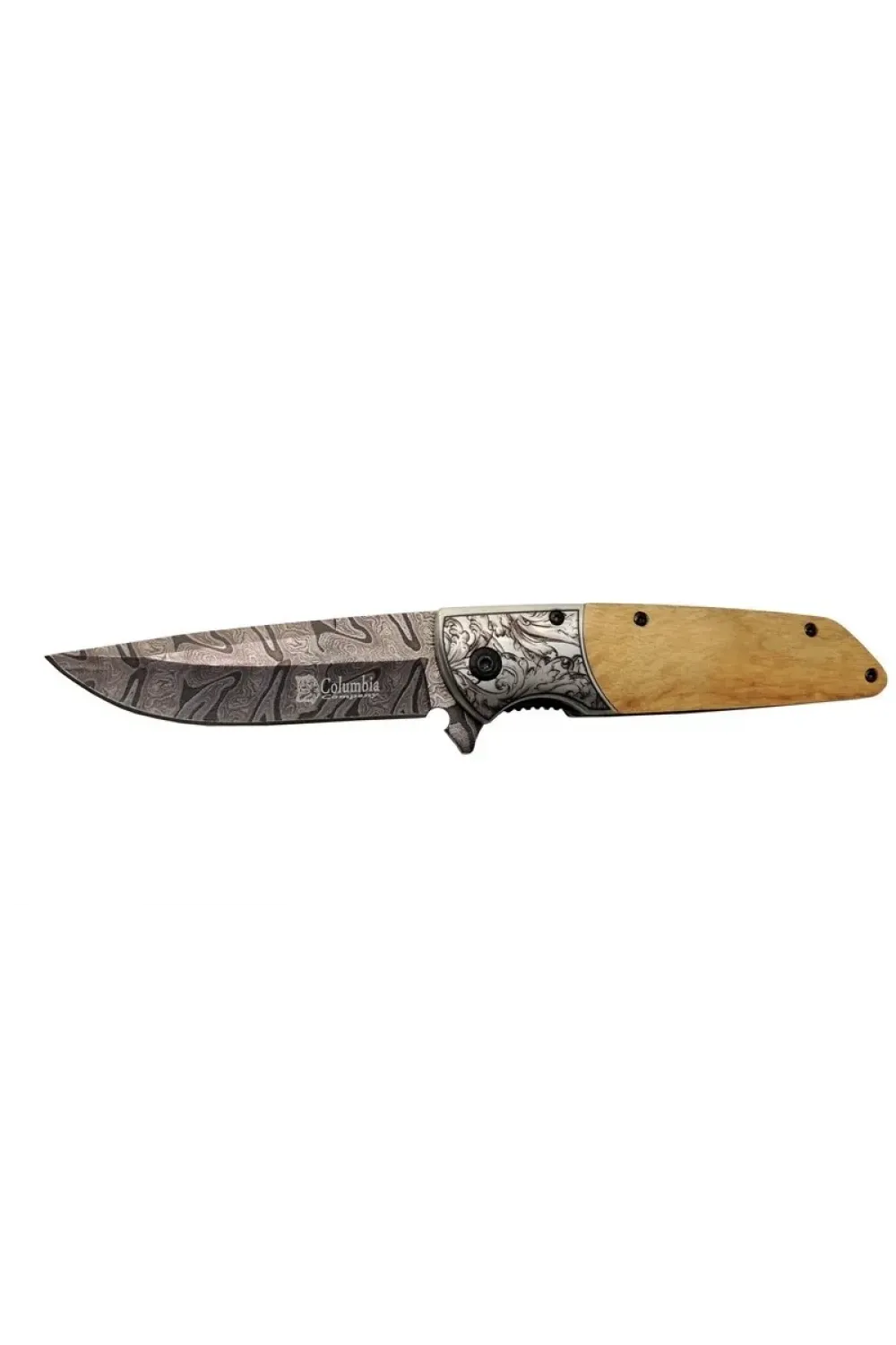 ieg™ Columbia A2150C Kahve Kamp Çakısı 21cm- Manuel, Ahşap İşlemeli Sap,Kemerlikli