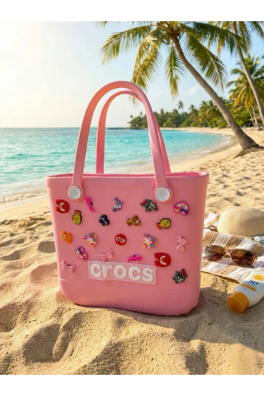 ieg™ Crocs Stil Jibbitzli Kadın Plaj Çantası