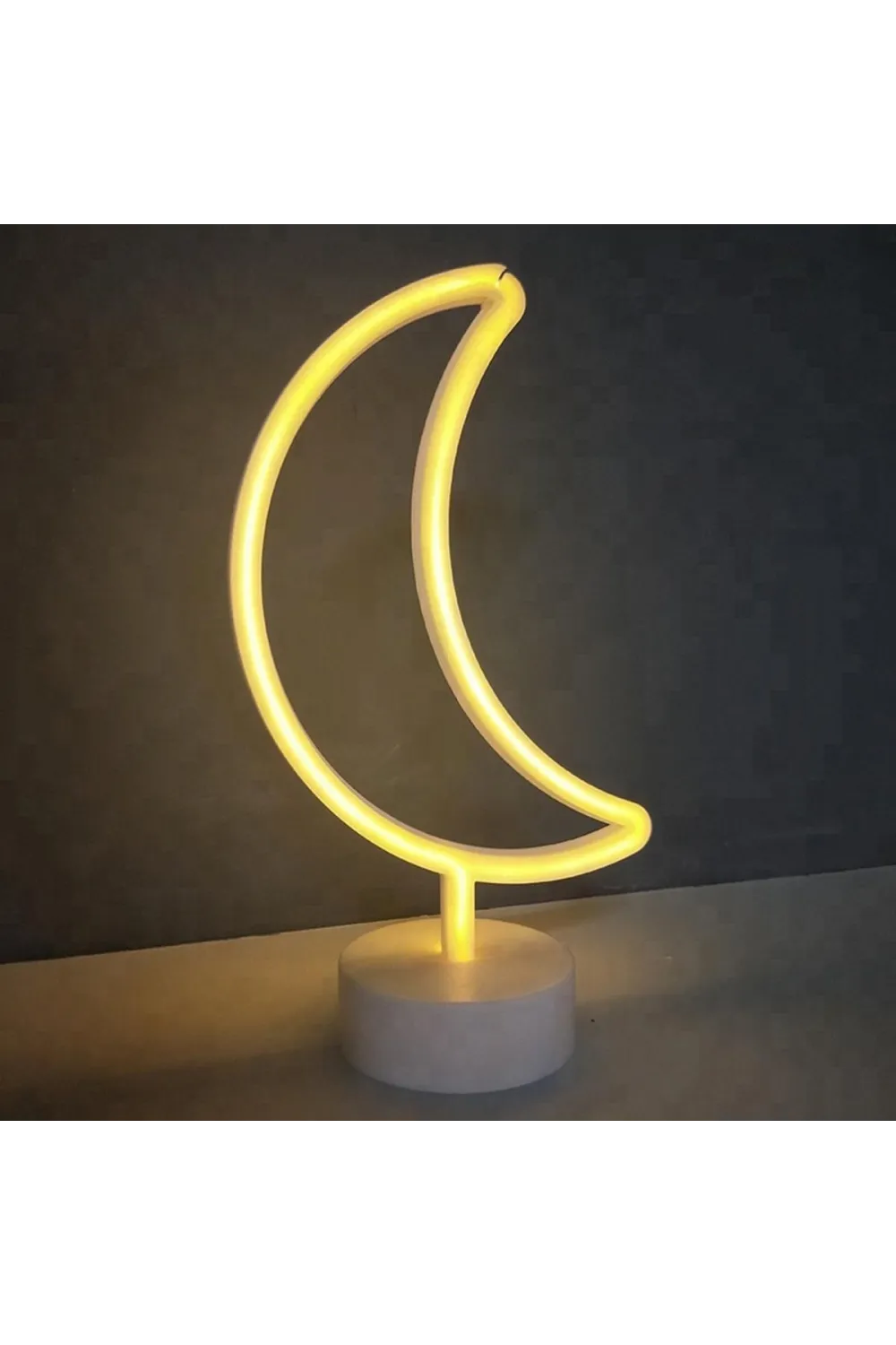Dekoratif Pilli Ay Tasarımlı 3D Neon Led Masa Ve Gece Lambası