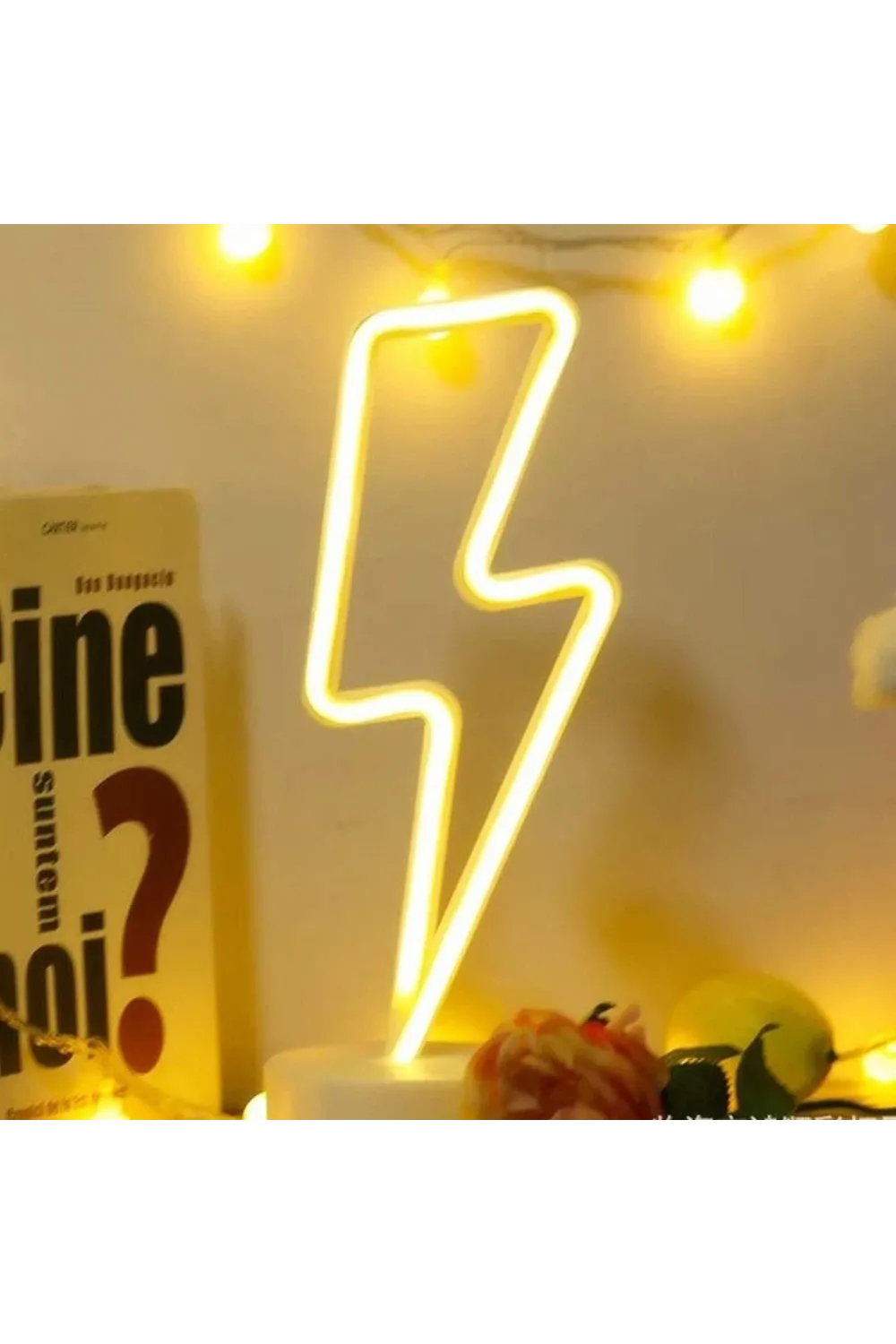 Dekoratif Şimşek Şeklinde Pilli Neon Led Lamba Süs Masa Lambası