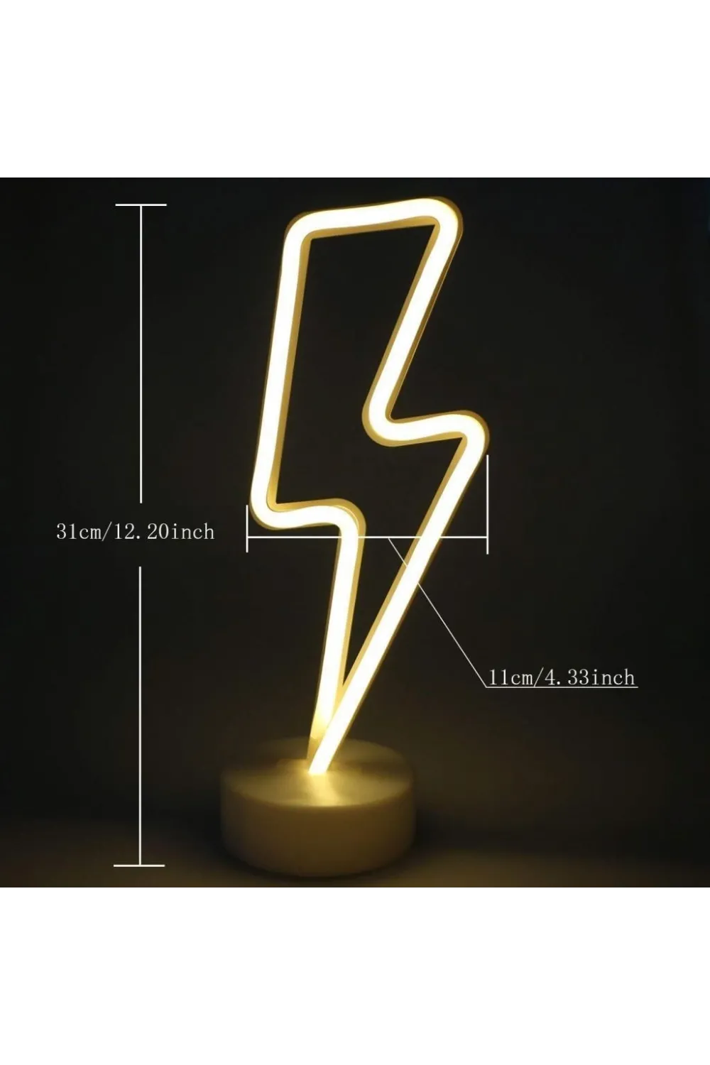 Dekoratif Şimşek Şeklinde Pilli Neon Led Lamba Süs Masa Lambası