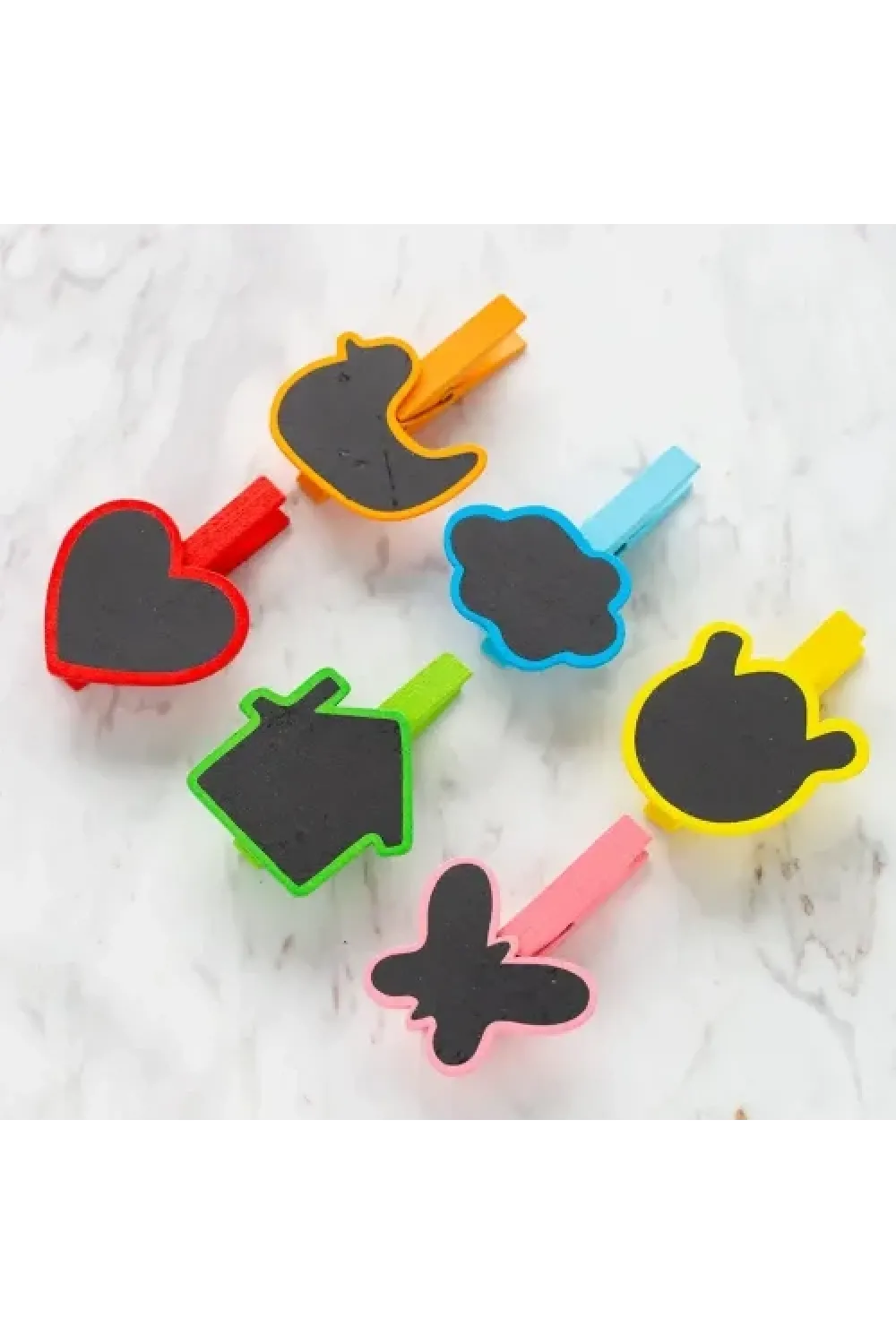 Desenli Notlu Ahşap Mandal (6lı Set - 10 Paket)
