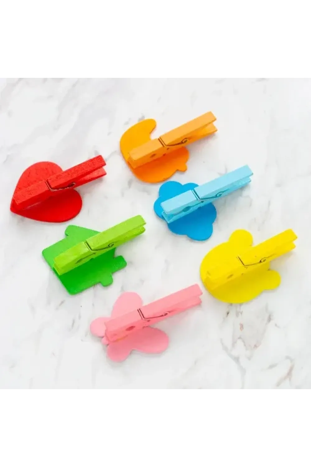 Desenli Notlu Ahşap Mandal (6lı Set - 10 Paket)