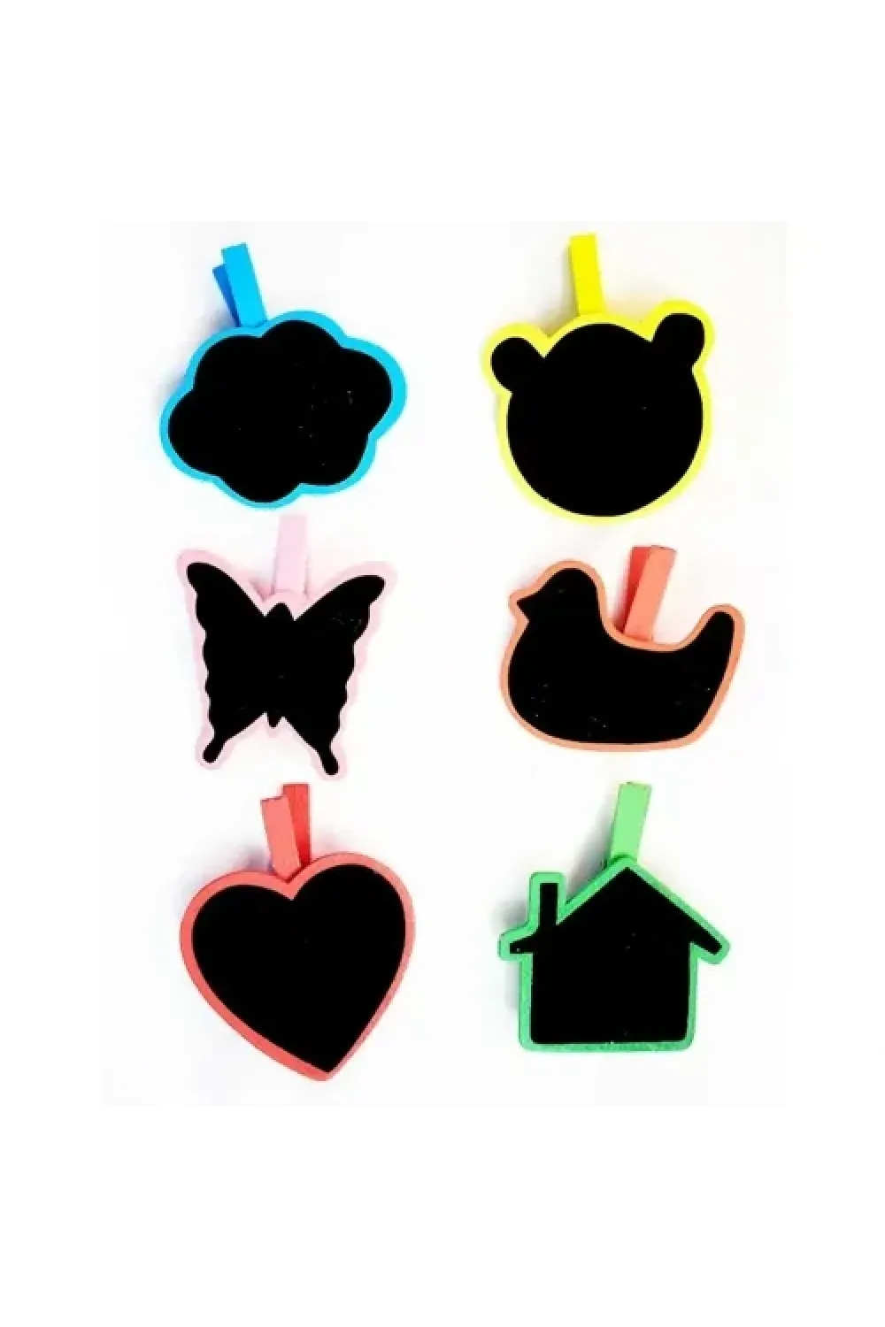 Desenli Notlu Ahşap Mandal (6lı Set - 10 Paket)