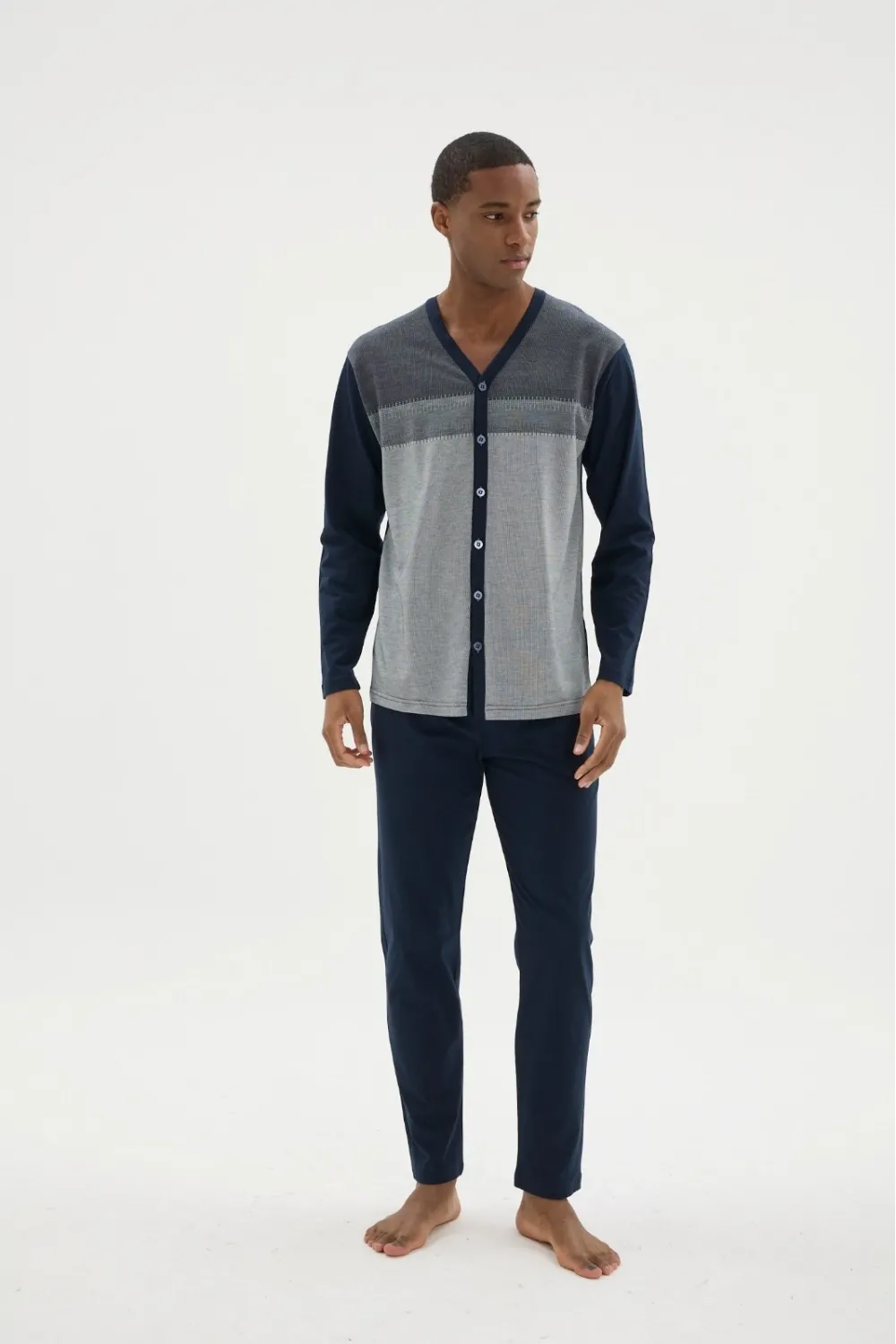 ieg™  Dm-26104 V Yaka Boydan Düğmeli Pijama Takımı