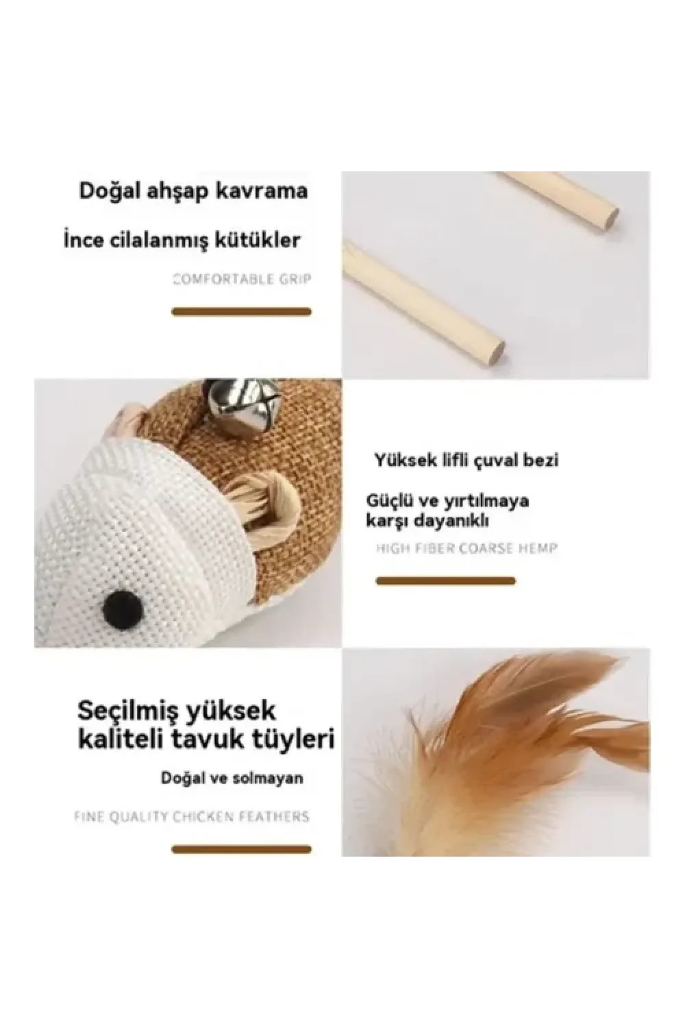 Doğal Jut Fare Sembollü Kedi Oltası