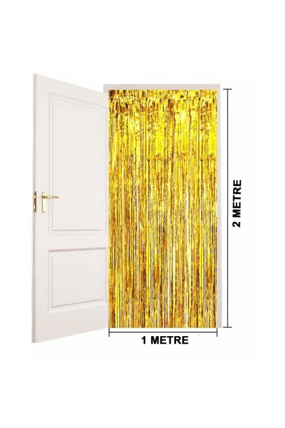 Ekstra Metalize Parlak Saçaklı Arka Fon Perde Gold