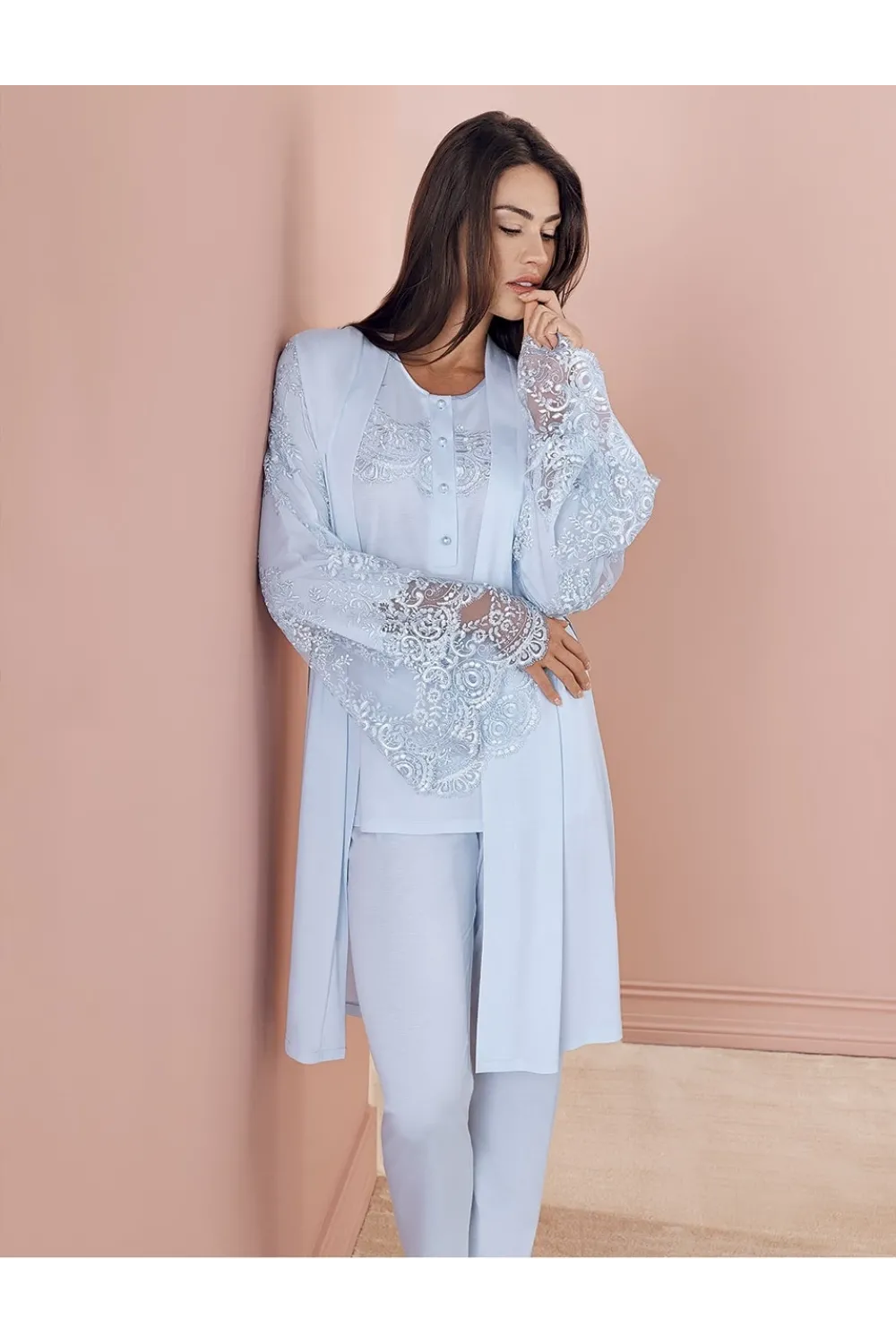 ieg™ Espuar 757 Penye 3lü Sabahlık Pijama Takımı