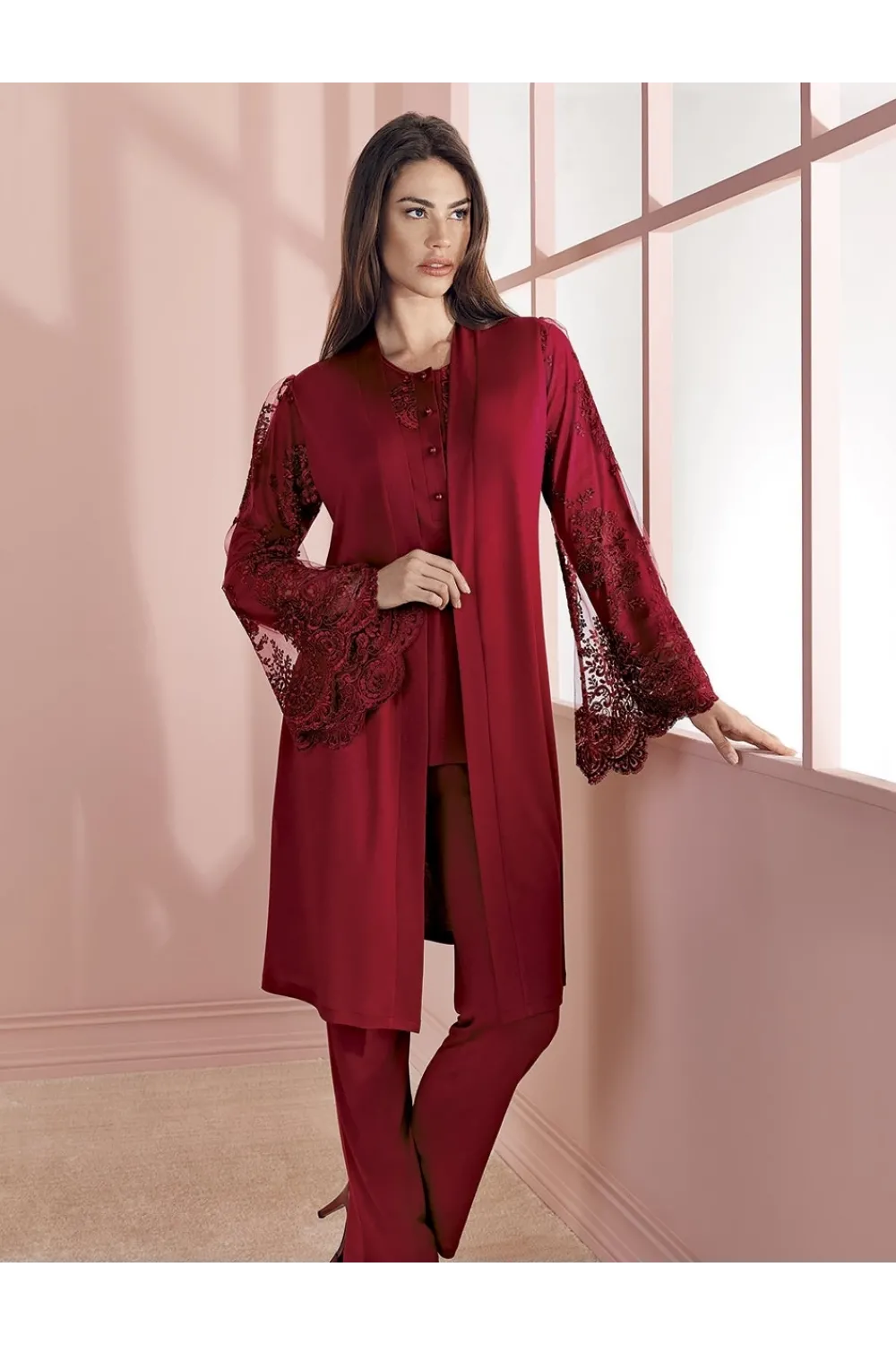 ieg™ Espuar 757 Penye 3lü Sabahlık Pijama Takımı