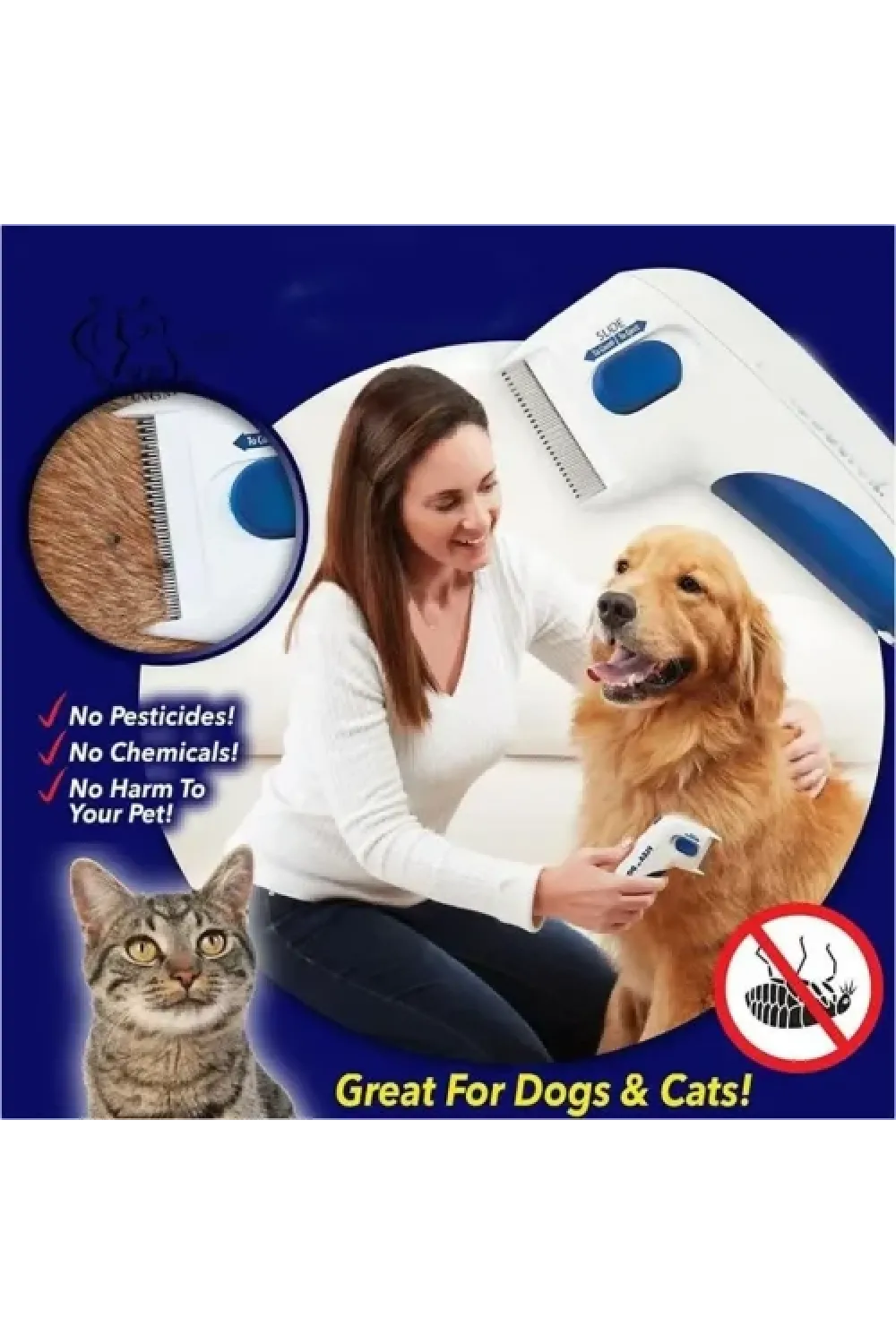Flea Doctor Kedi ve Köpekler İçin Pilli Pire Tarağı