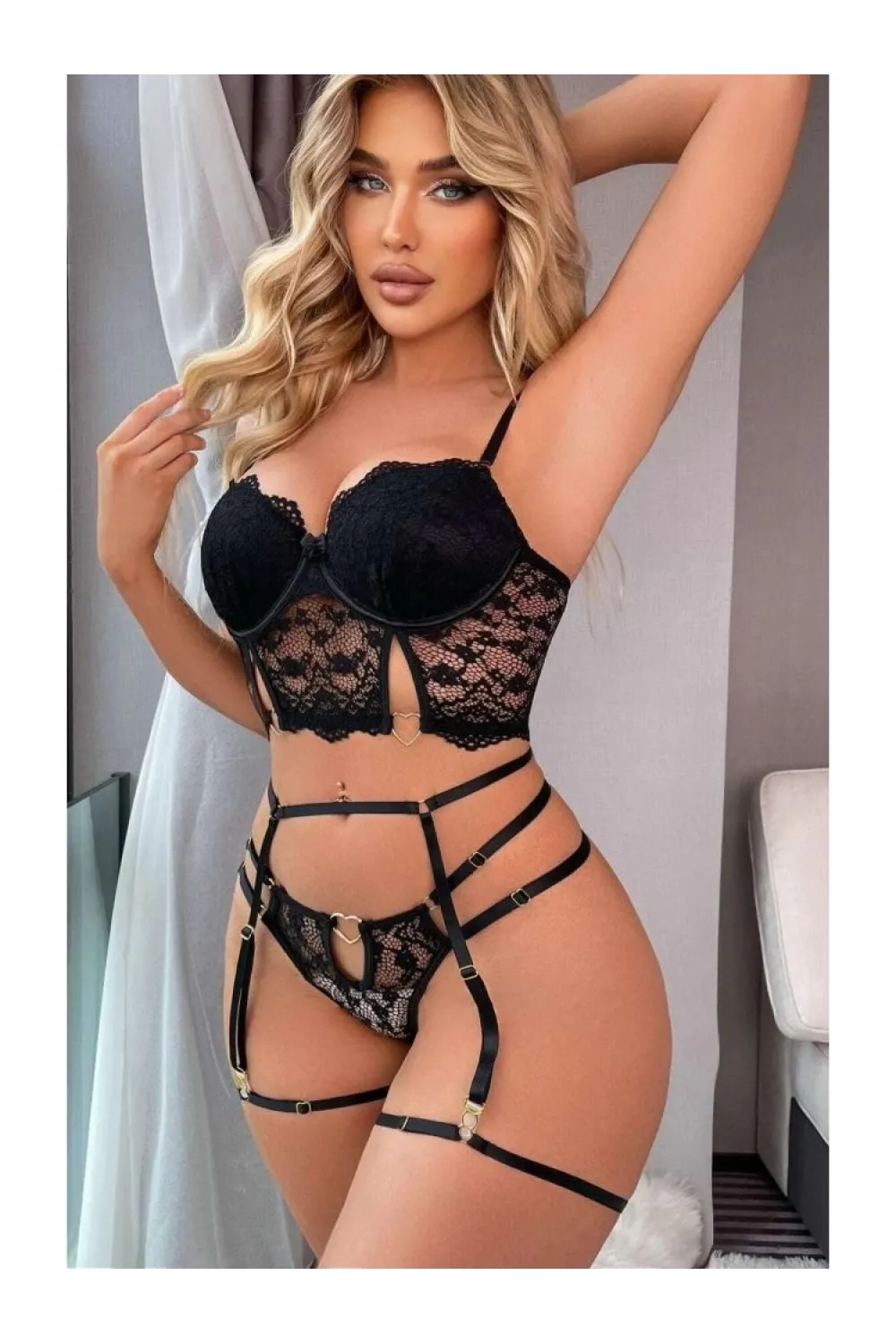 ieg™ For Dreams 8406 Seksi Siyah Büstiyerli Takım
