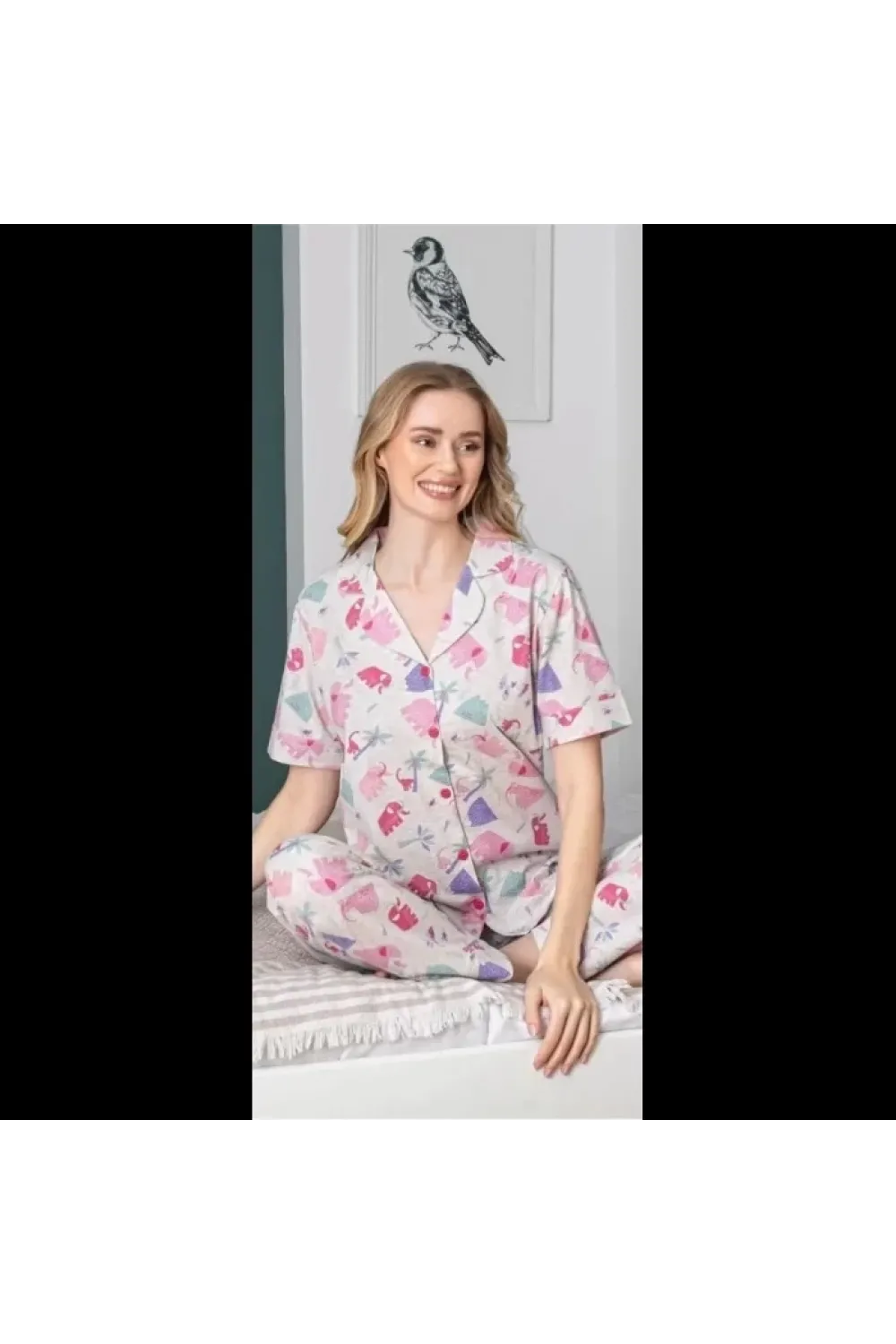 ieg™ Freshness 107 Fil Desenli Patlı Kısa Kol Pijama Takımı