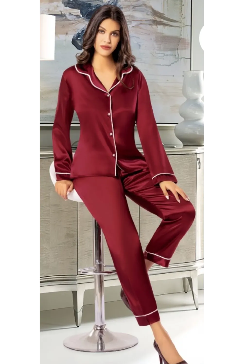 ieg™ Freshness 2045 Saten Gömlek Yaka Patlı Pijama Takımı