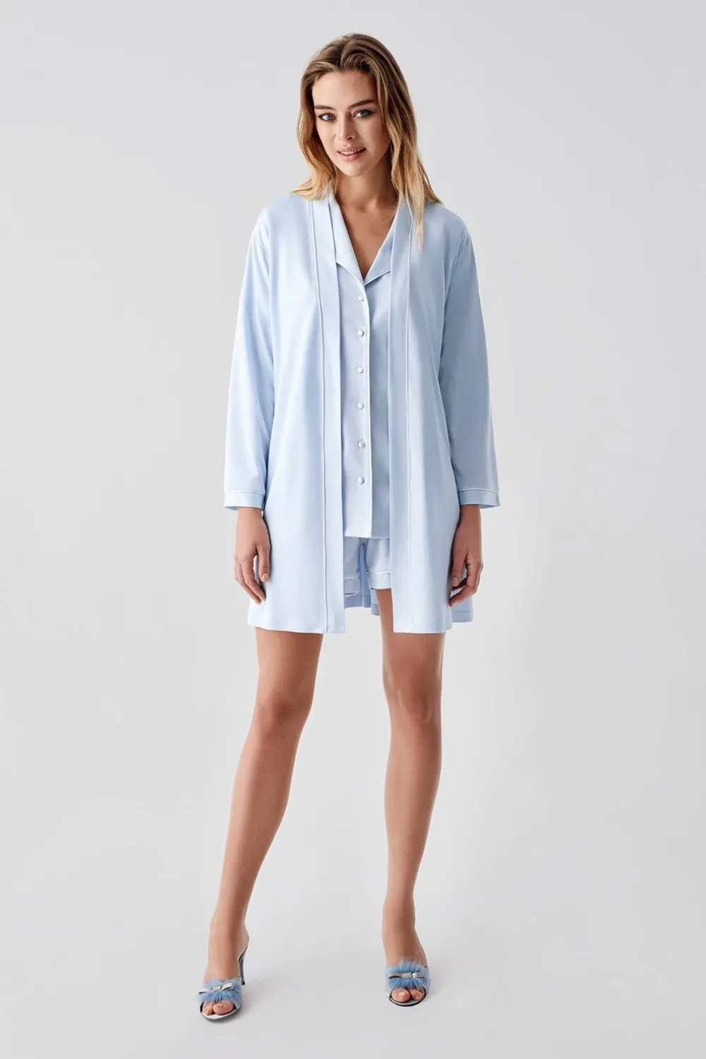 ieg™ Freshness 324 Kadın 4Lü Sabahlıklı Şorlu Pijama Takımı