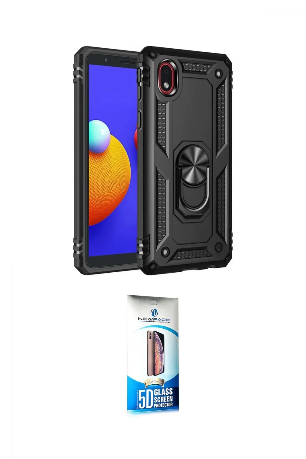ieg™ Galaxy A01 Core Kılıf Ahenk Klasik Koleksiyonu - Siyah 5D Eko Cam Ekran Koruyucu