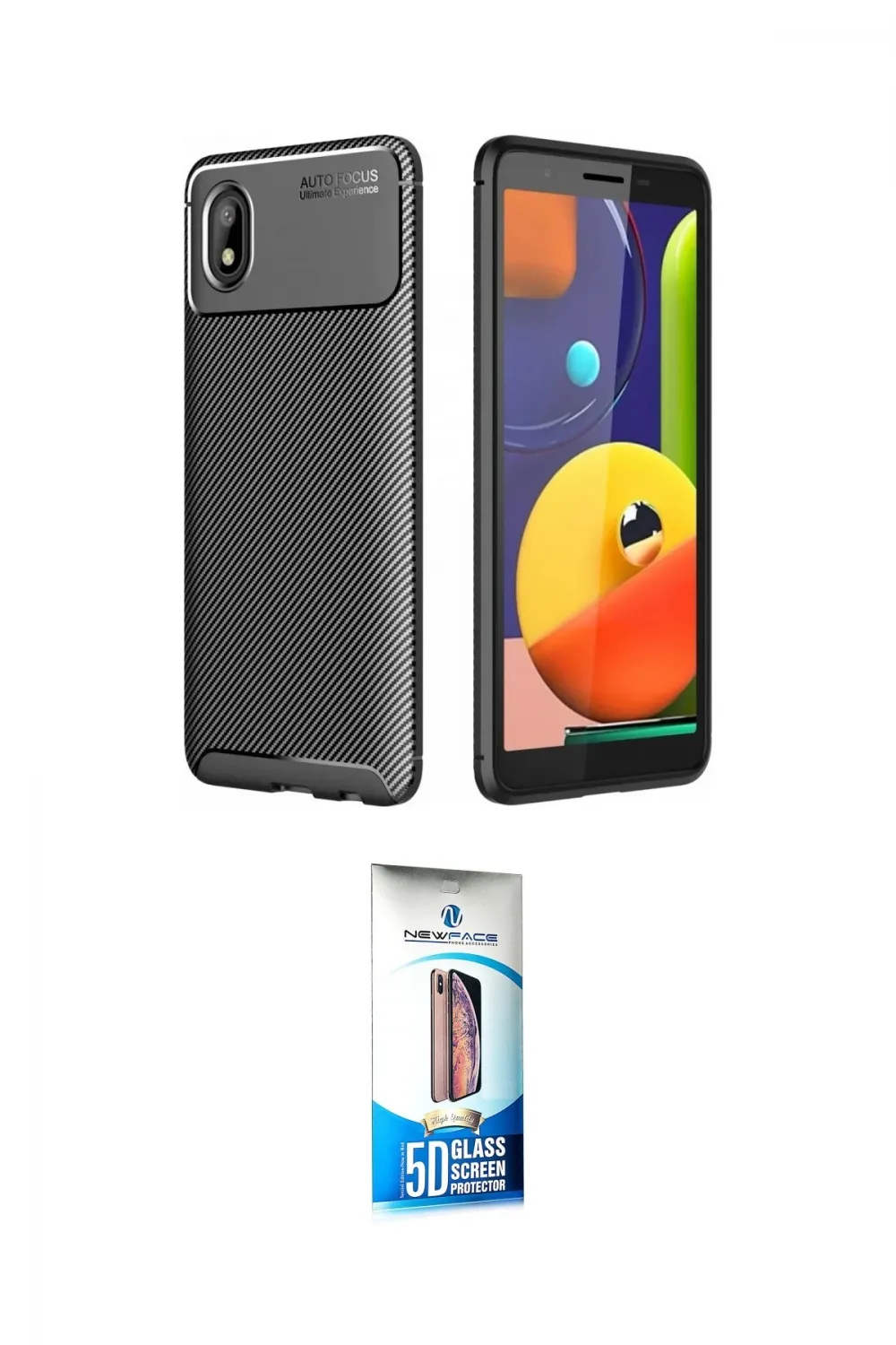 ieg™ Galaxy A01 Core Kılıf Eksen Form Prime - Siyah 5D Eko Cam Ekran Koruyucu