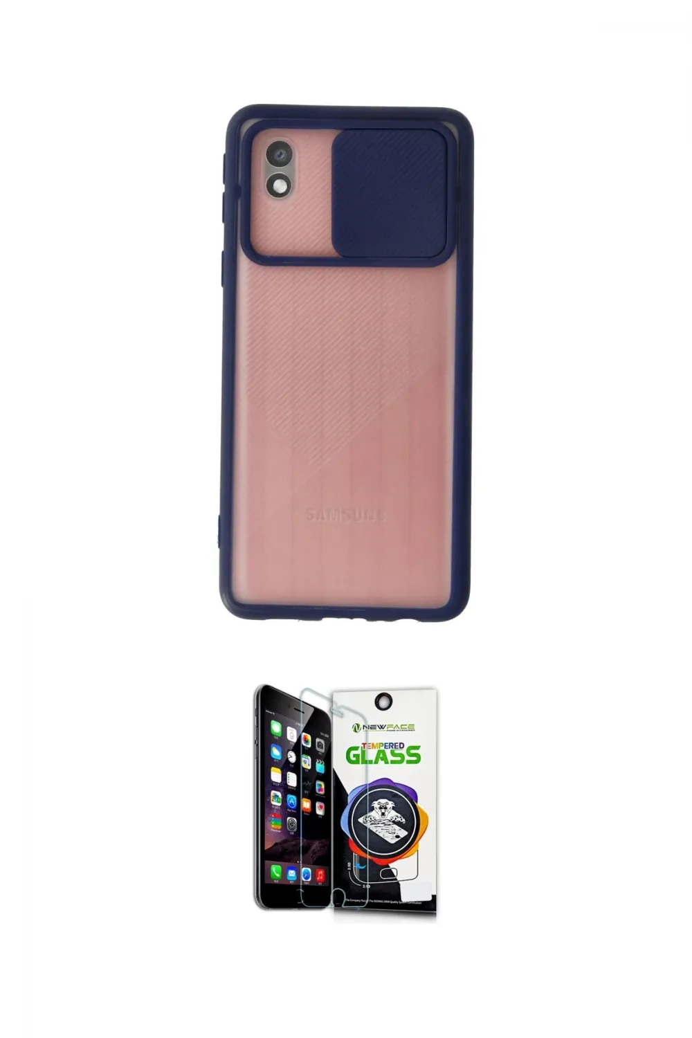 ieg™ Galaxy A01 Core Kılıf Vadi Çizgi - Şeffaf Temperli Cam Ekran Koruyucu