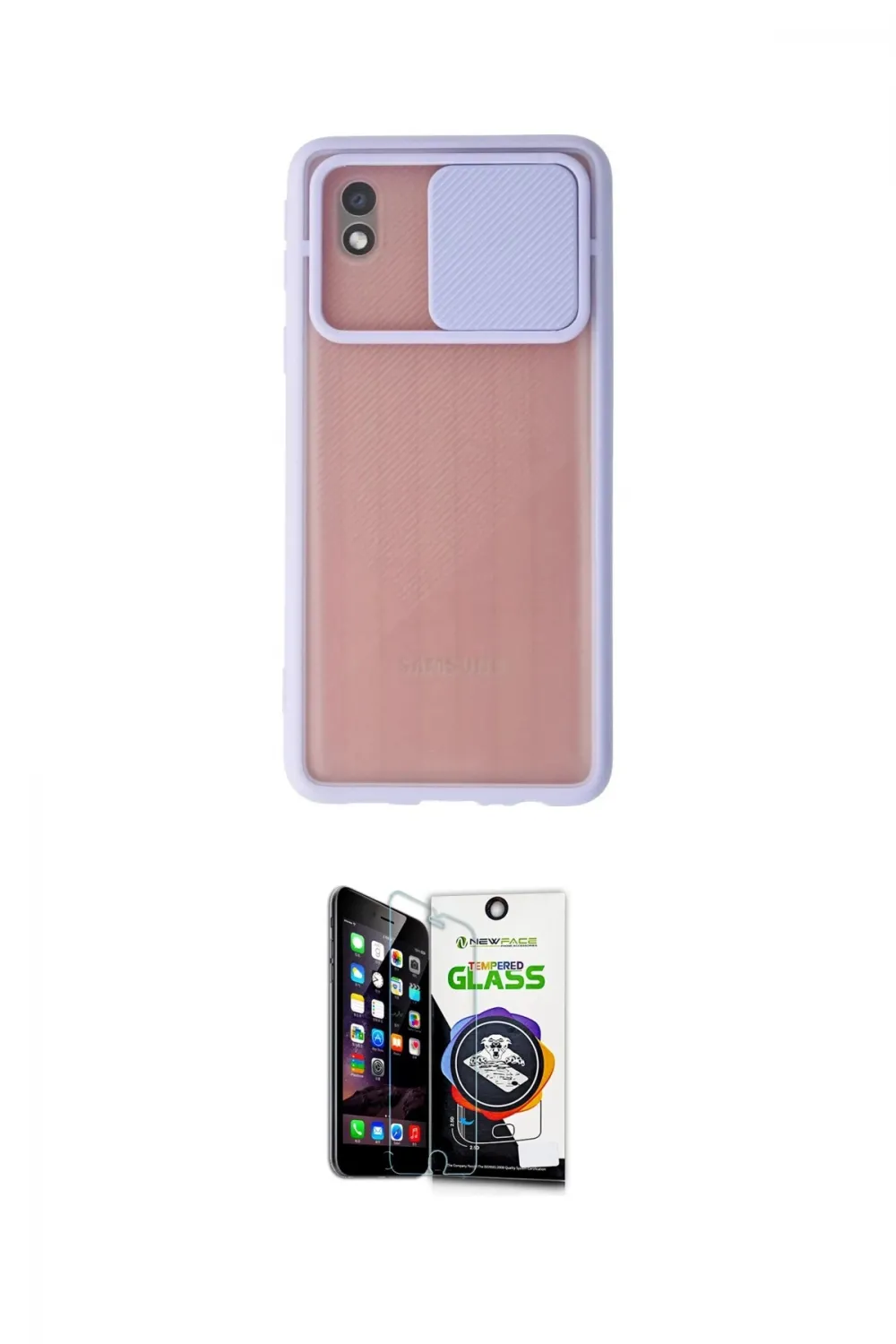 ieg™ Galaxy A01 Core Kılıf Vadi Çizgi - Şeffaf Temperli Cam Ekran Koruyucu