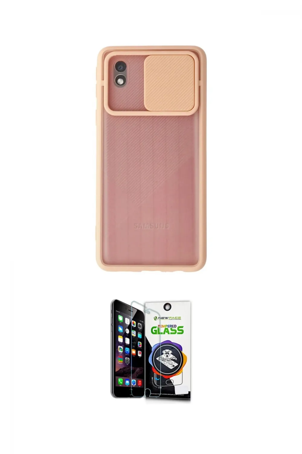 ieg™ Galaxy A01 Core Kılıf Vadi Çizgi - Şeffaf Temperli Cam Ekran Koruyucu