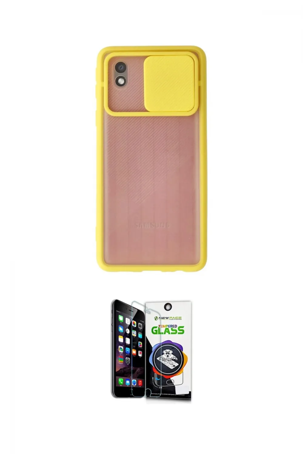 ieg™ Galaxy A01 Core Kılıf Vadi Çizgi - Şeffaf Temperli Cam Ekran Koruyucu