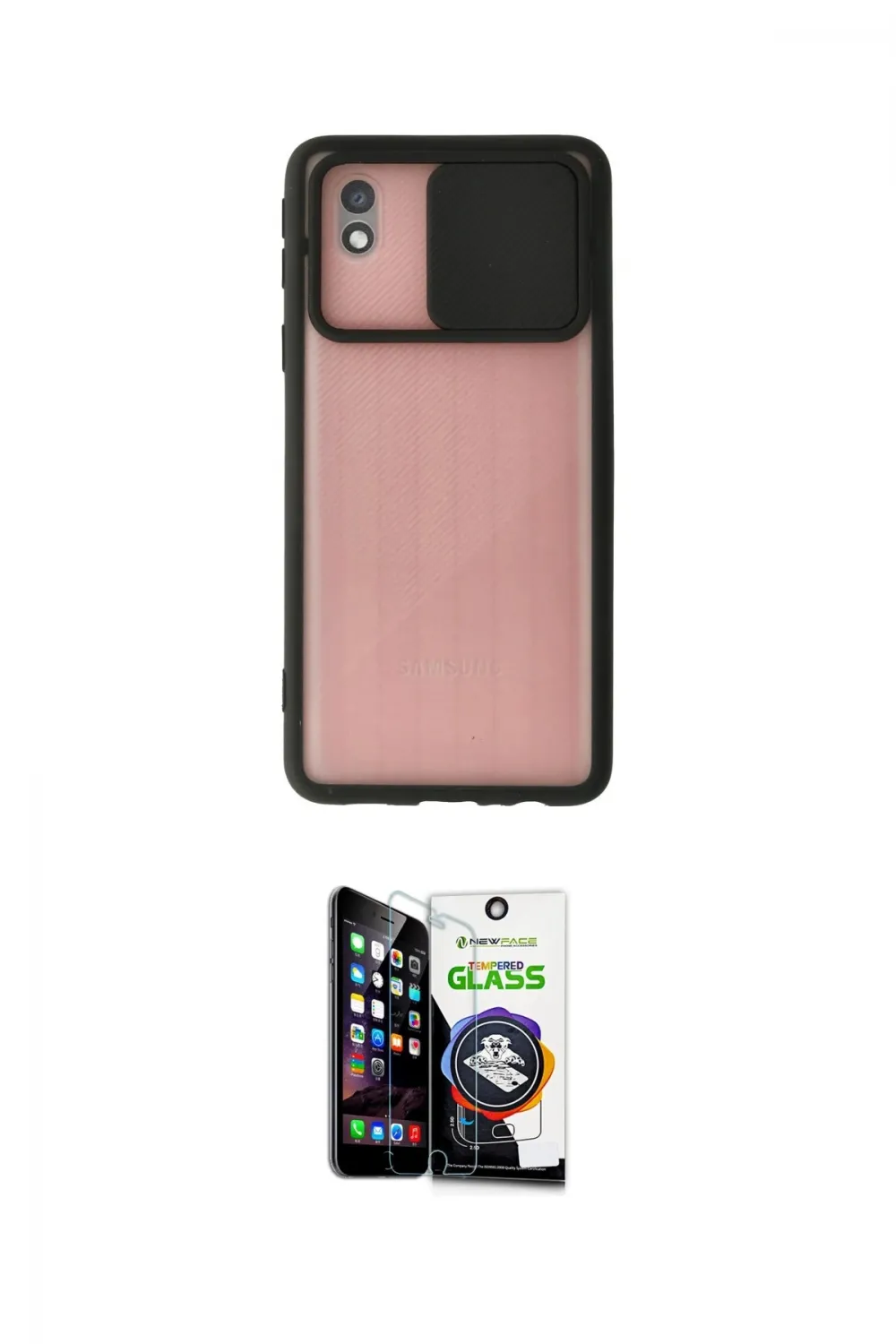 ieg™ Galaxy A01 Core Kılıf Vadi Çizgi - Şeffaf Temperli Cam Ekran Koruyucu
