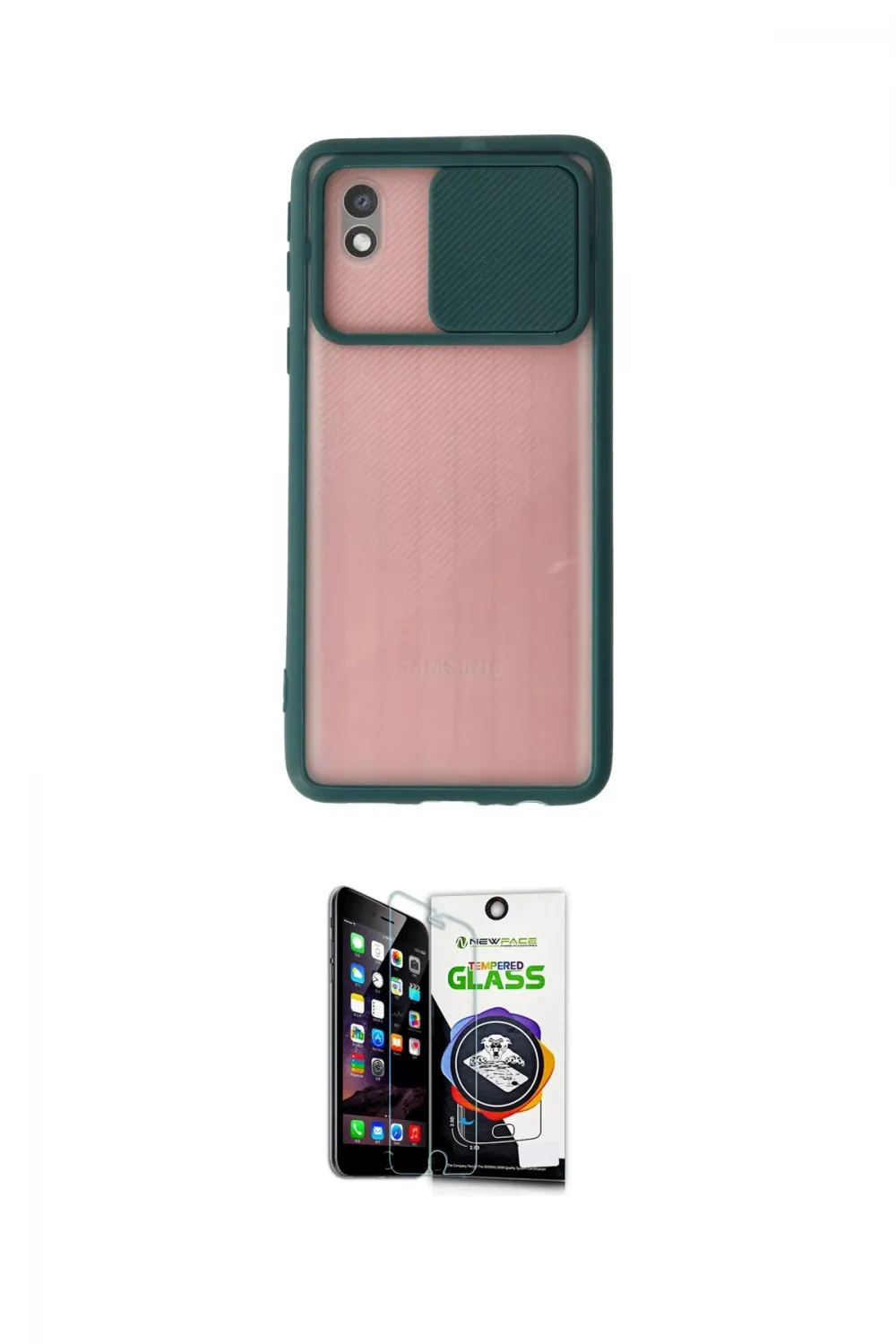 ieg™ Galaxy A01 Core Kılıf Vadi Çizgi - Şeffaf Temperli Cam Ekran Koruyucu
