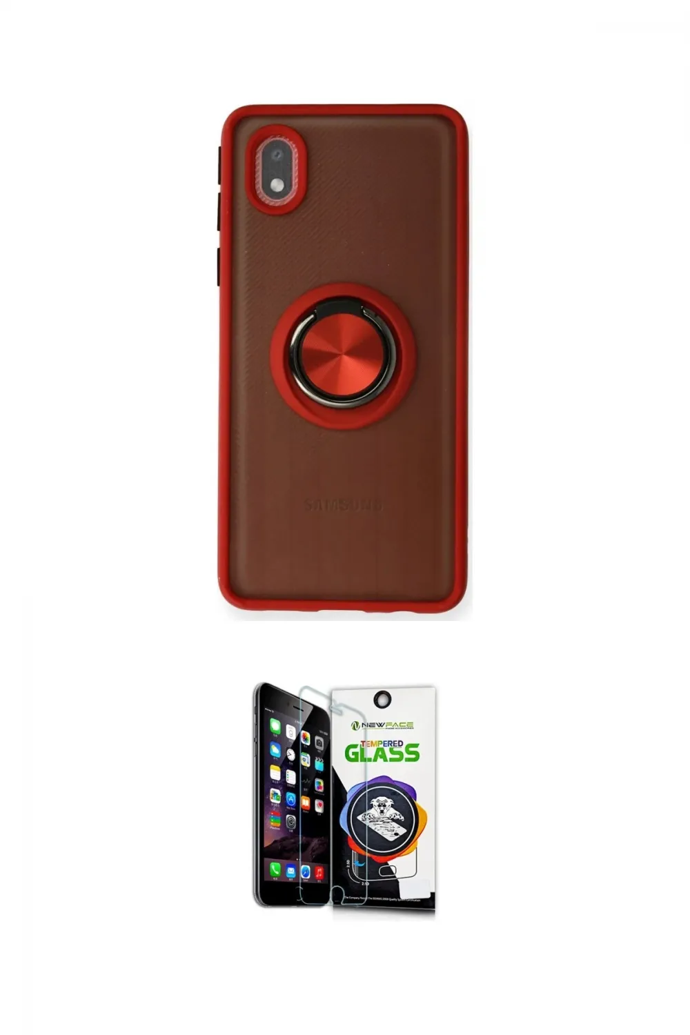 ieg™ Galaxy A01 Core Kılıf Yörünge Çizgi - Şeffaf Temperli Cam Ekran Koruyucu