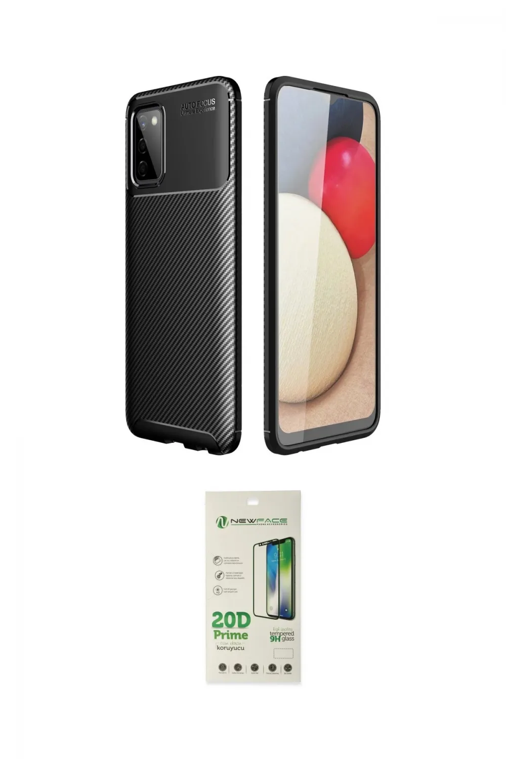 ieg™ Galaxy A02S Kılıf Eksen Form Prime - Siyah 20D Premium Cam Ekran Koruyucu