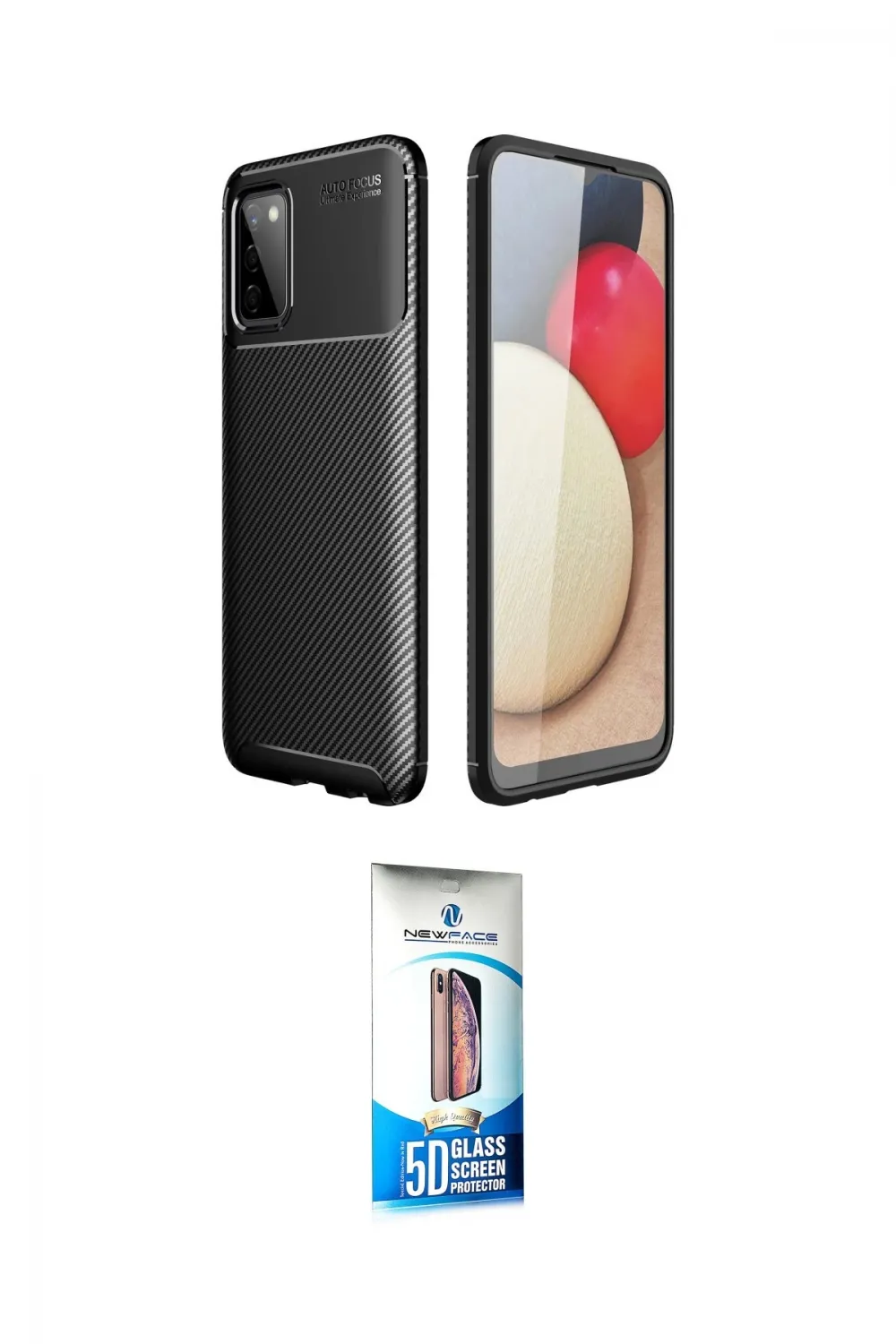 ieg™ Galaxy A02S Kılıf Eksen Form Prime - Siyah 5D Eko Cam Ekran Koruyucu