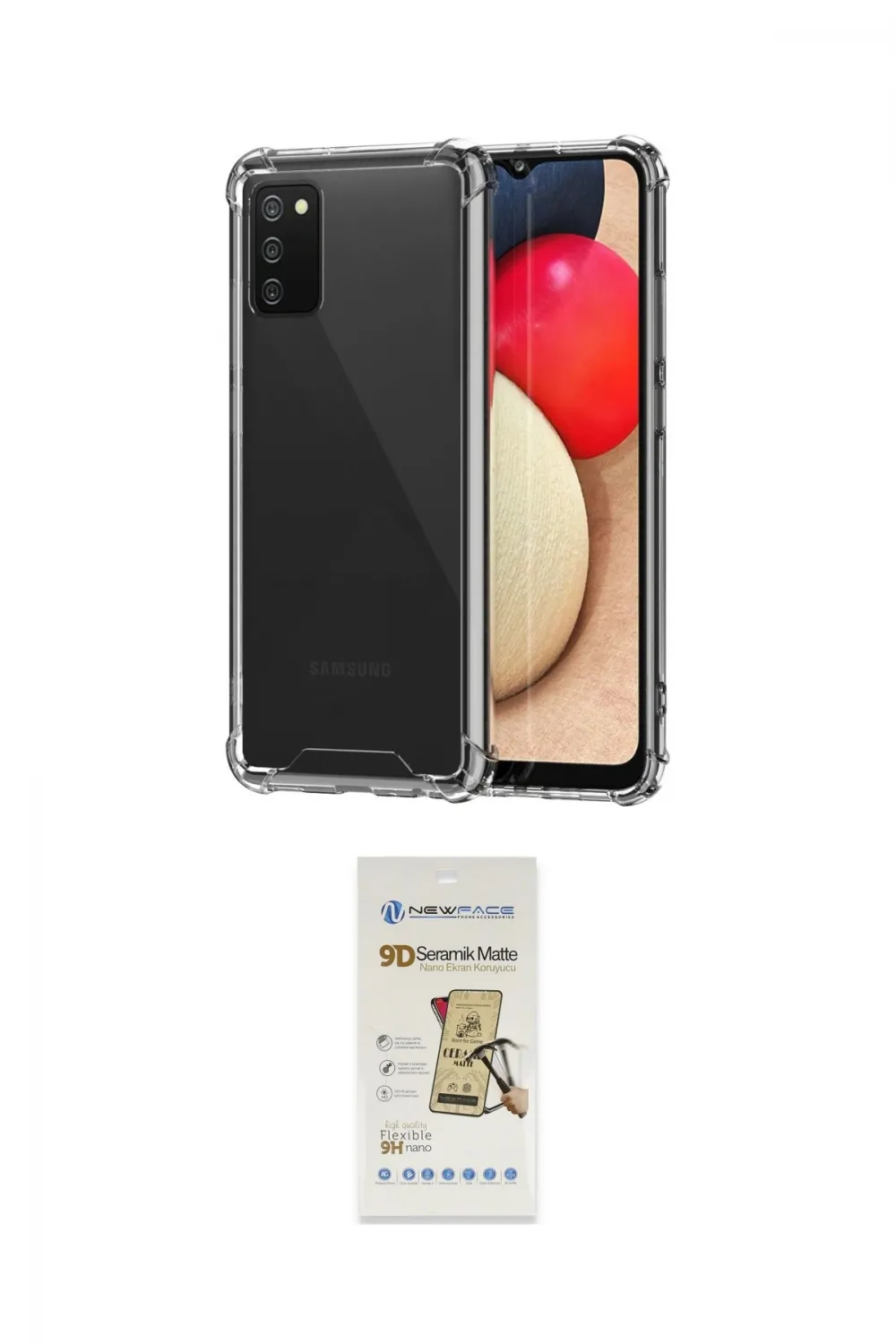 ieg™ Galaxy A02S Kılıf İz Form Prime - Siyah Mat Seramik Nano Ekran Koruyucu