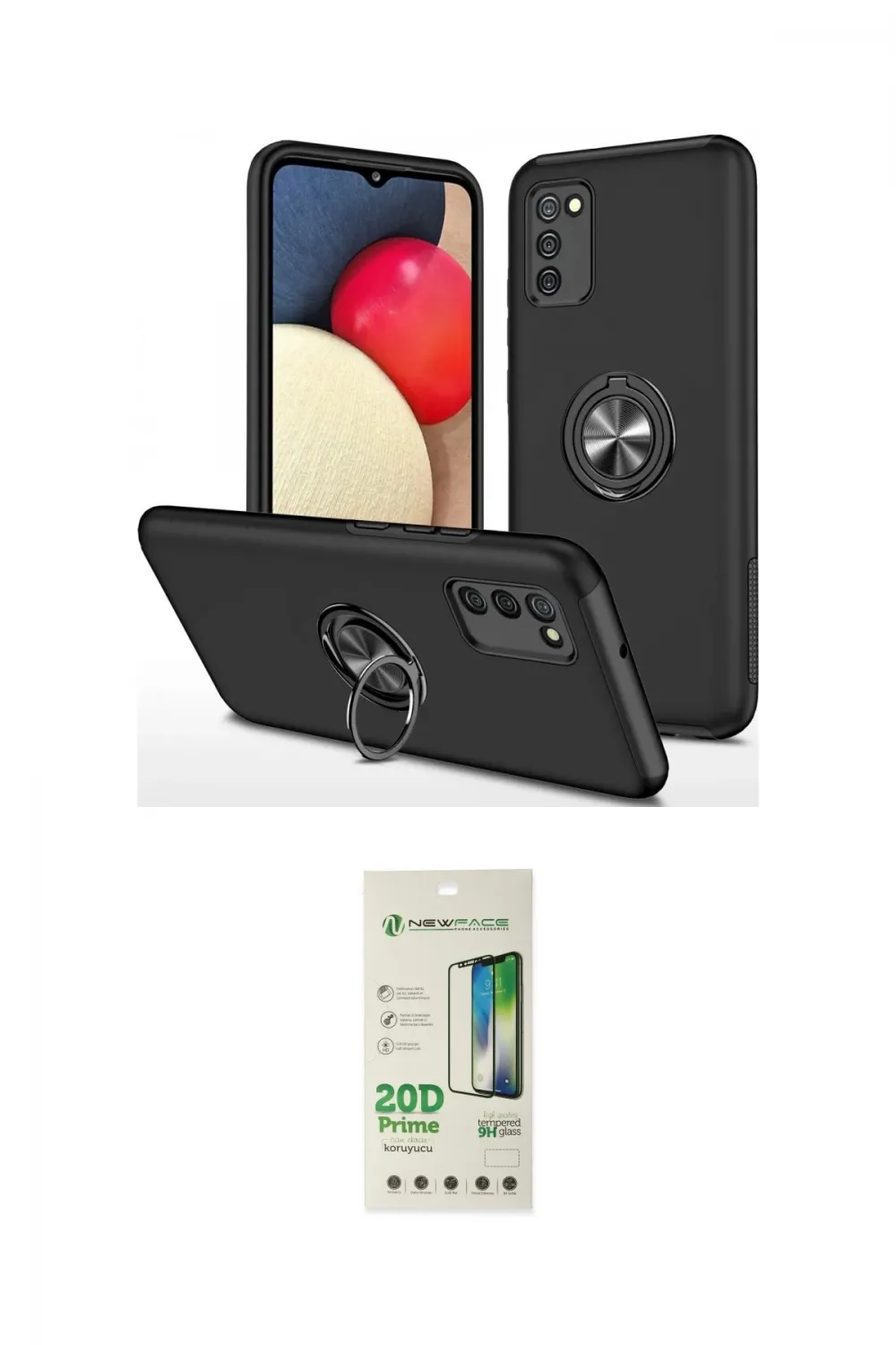ieg™ Galaxy A02S Kılıf Odak Form Prime - Siyah 20D Premium Cam Ekran Koruyucu