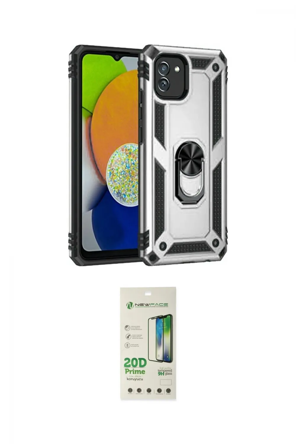 ieg™ Galaxy A03 Kılıf Ahenk Klasik Koleksiyonu - Siyah 20D Premium Cam Ekran Koruyucu